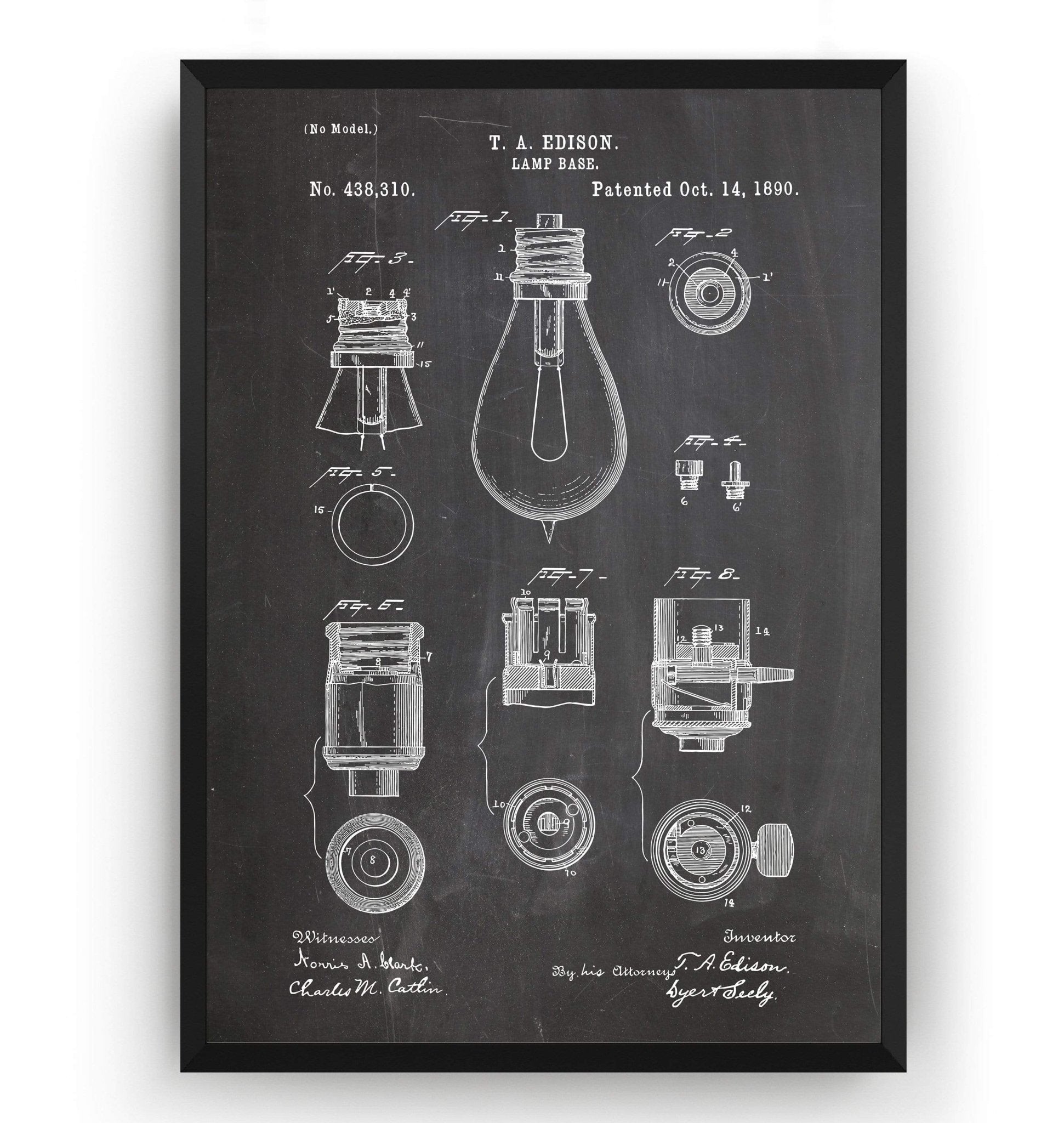 Thomas Edison Lamp Base Patent Print - Magic Posters