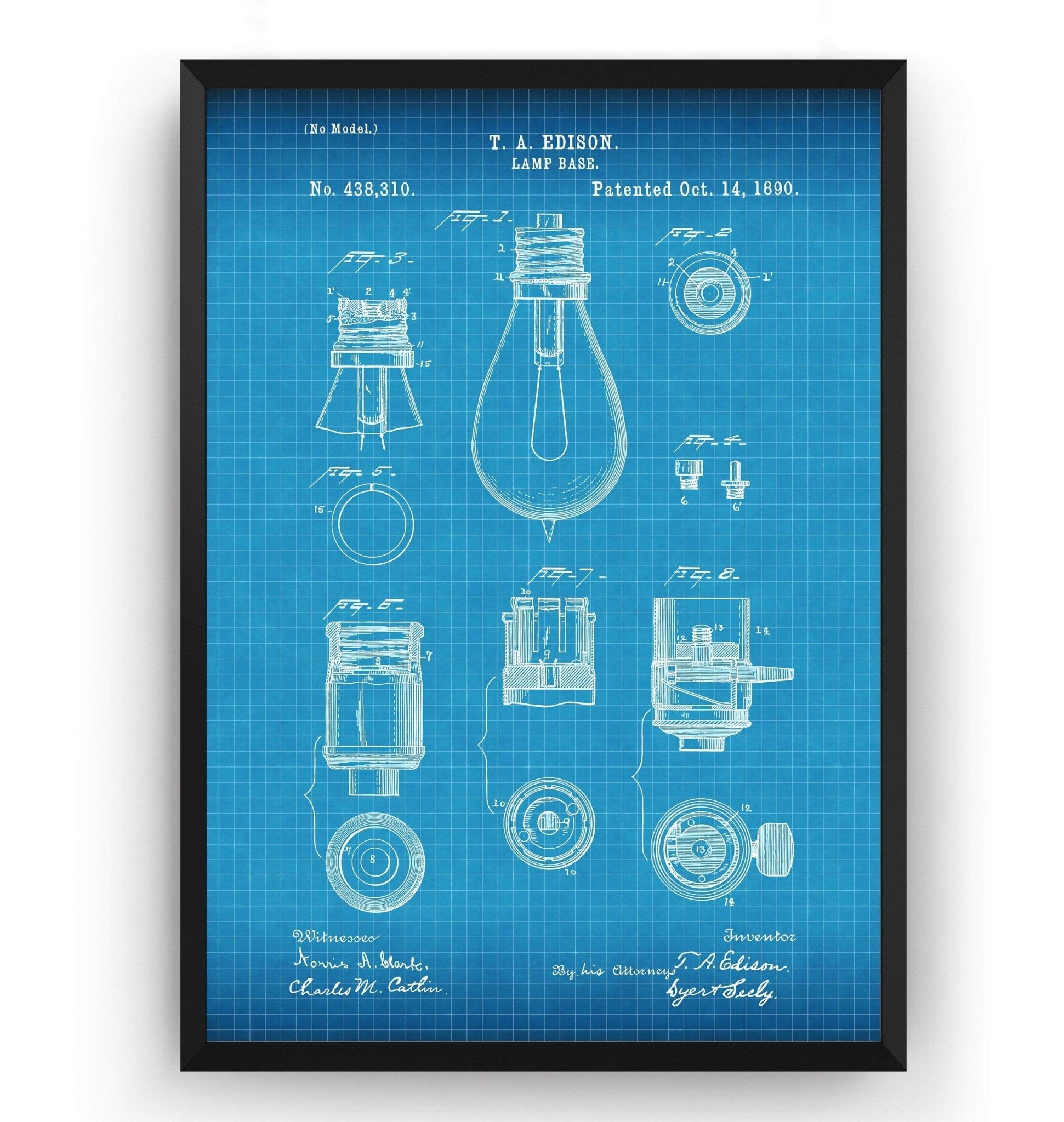 Thomas Edison Lamp Base Patent Print - Magic Posters