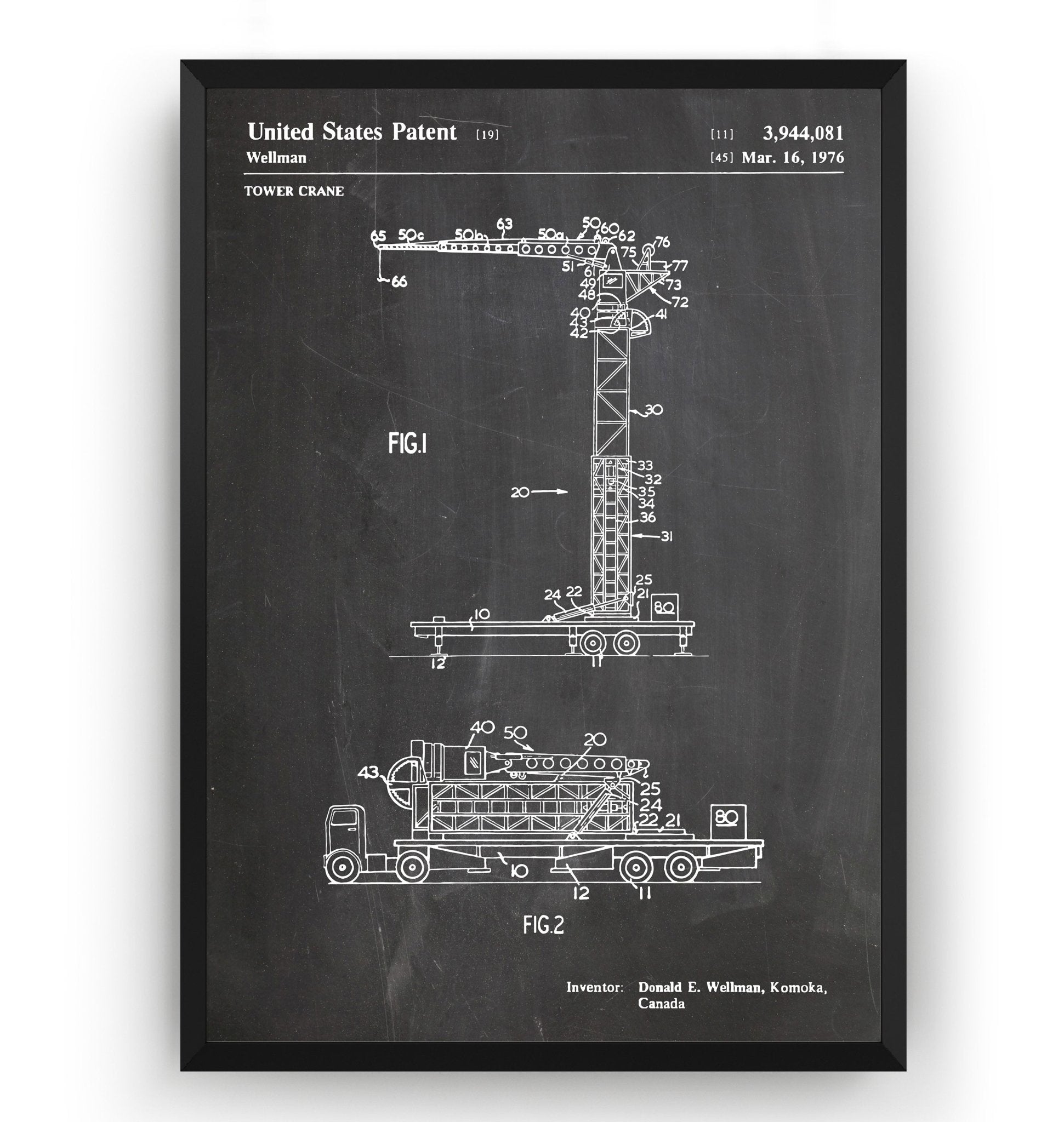 Tower Crane 1976 Patent Print - Magic Posters