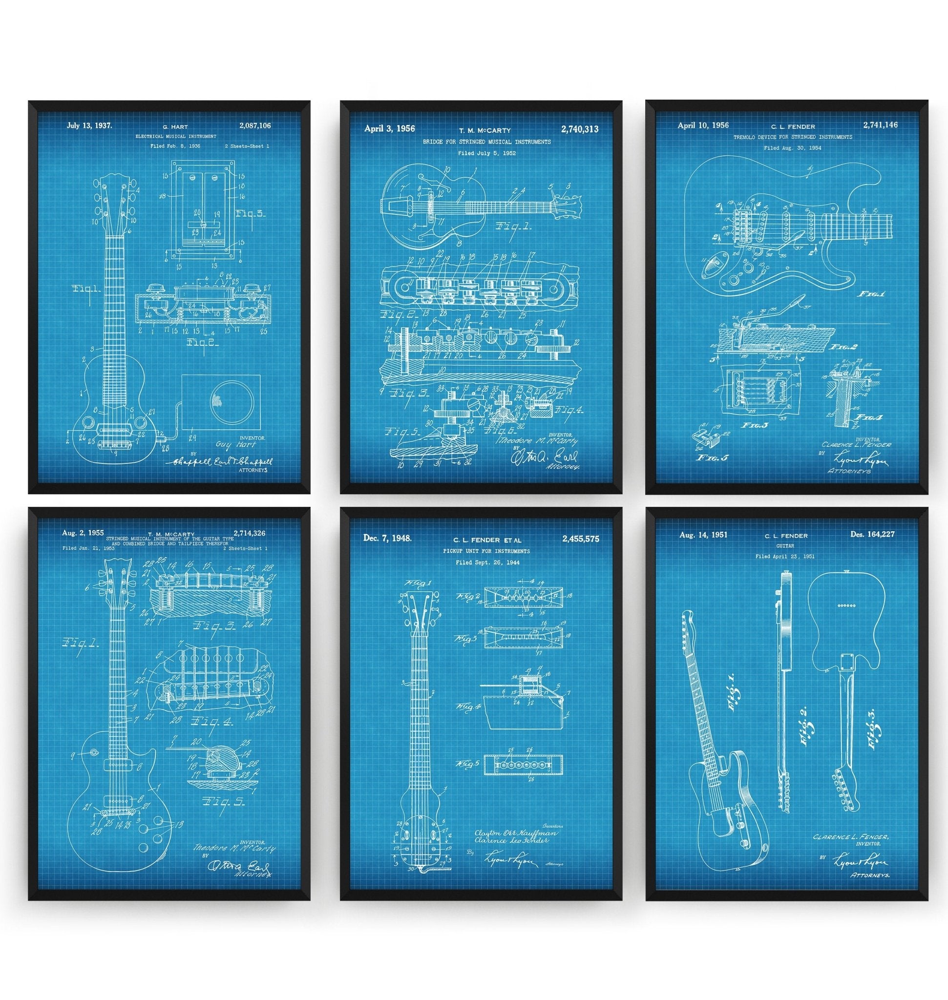 Ultimate Guitars Set Of 6 Patent Prints - Magic Posters