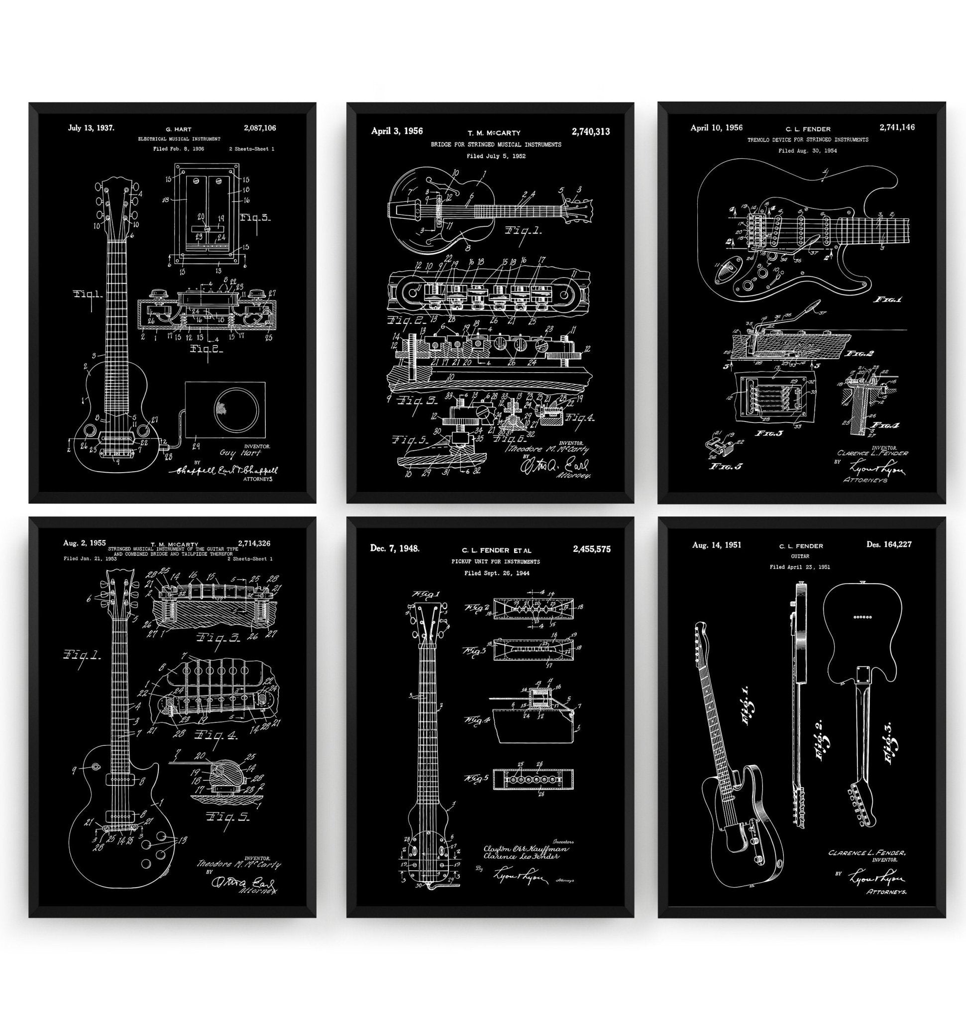 Ultimate Guitars Set Of 6 Patent Prints - Magic Posters