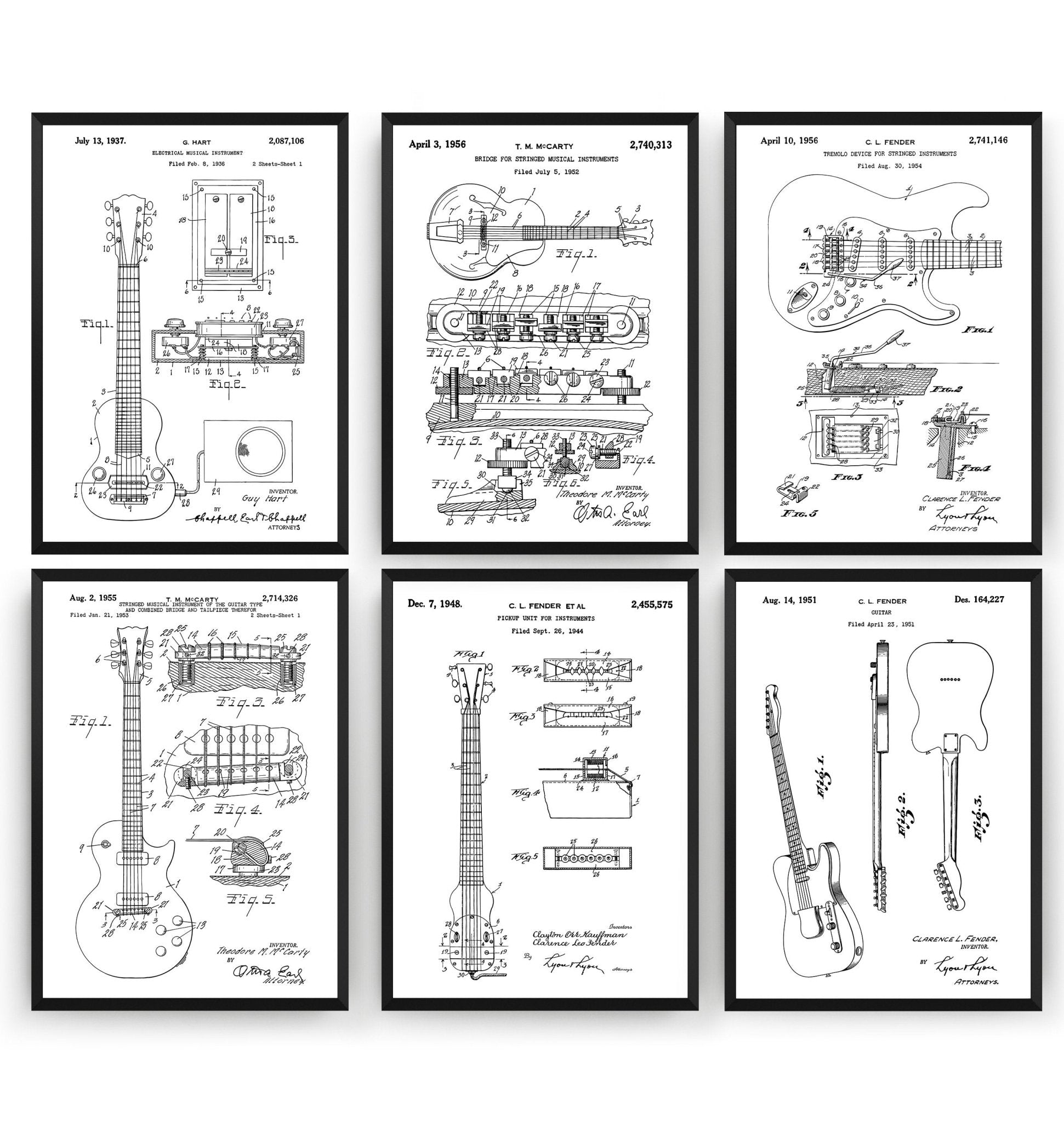 Ultimate Guitars Set Of 6 Patent Prints - Magic Posters
