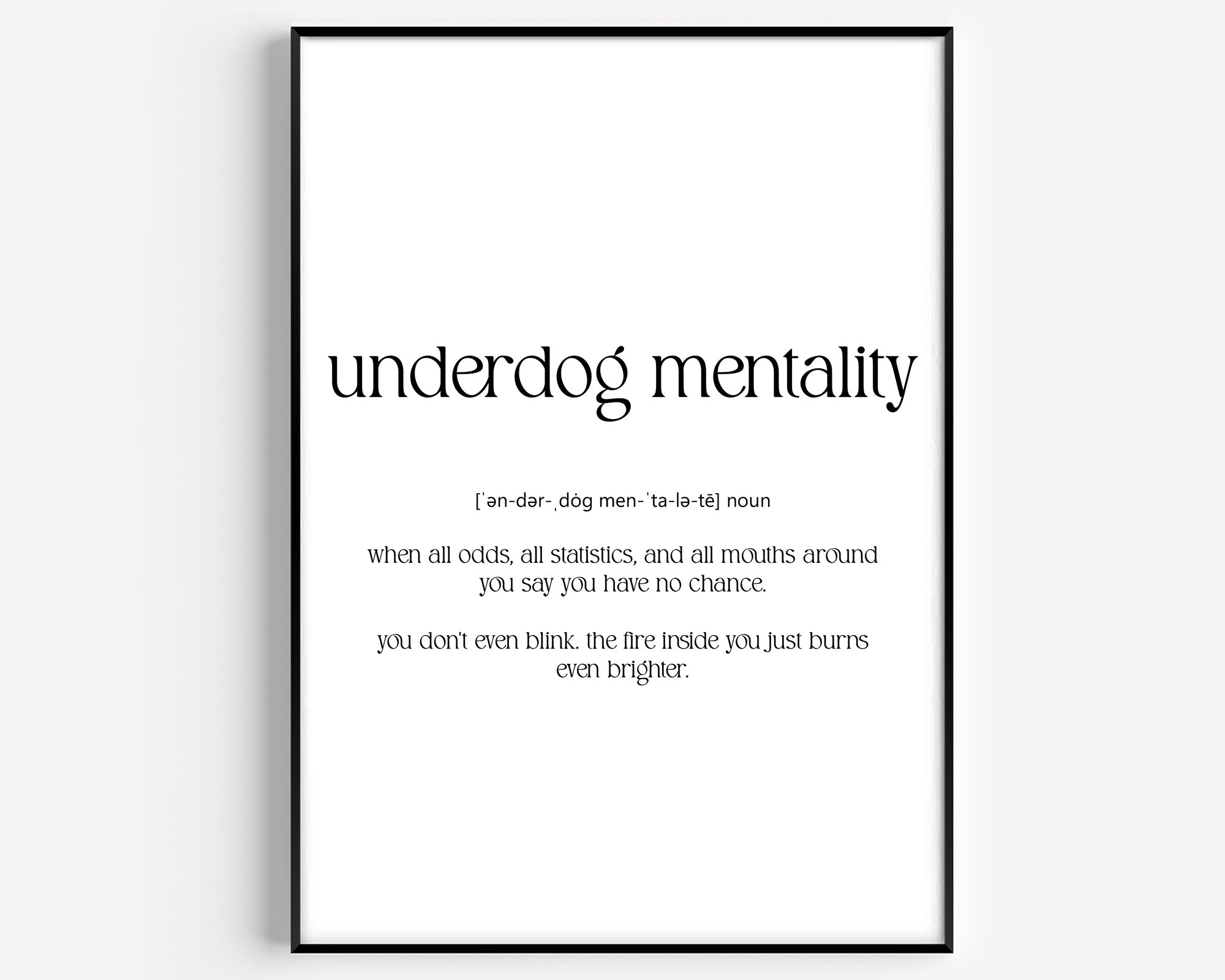 Underdog Mentality Definition Print - Magic Posters