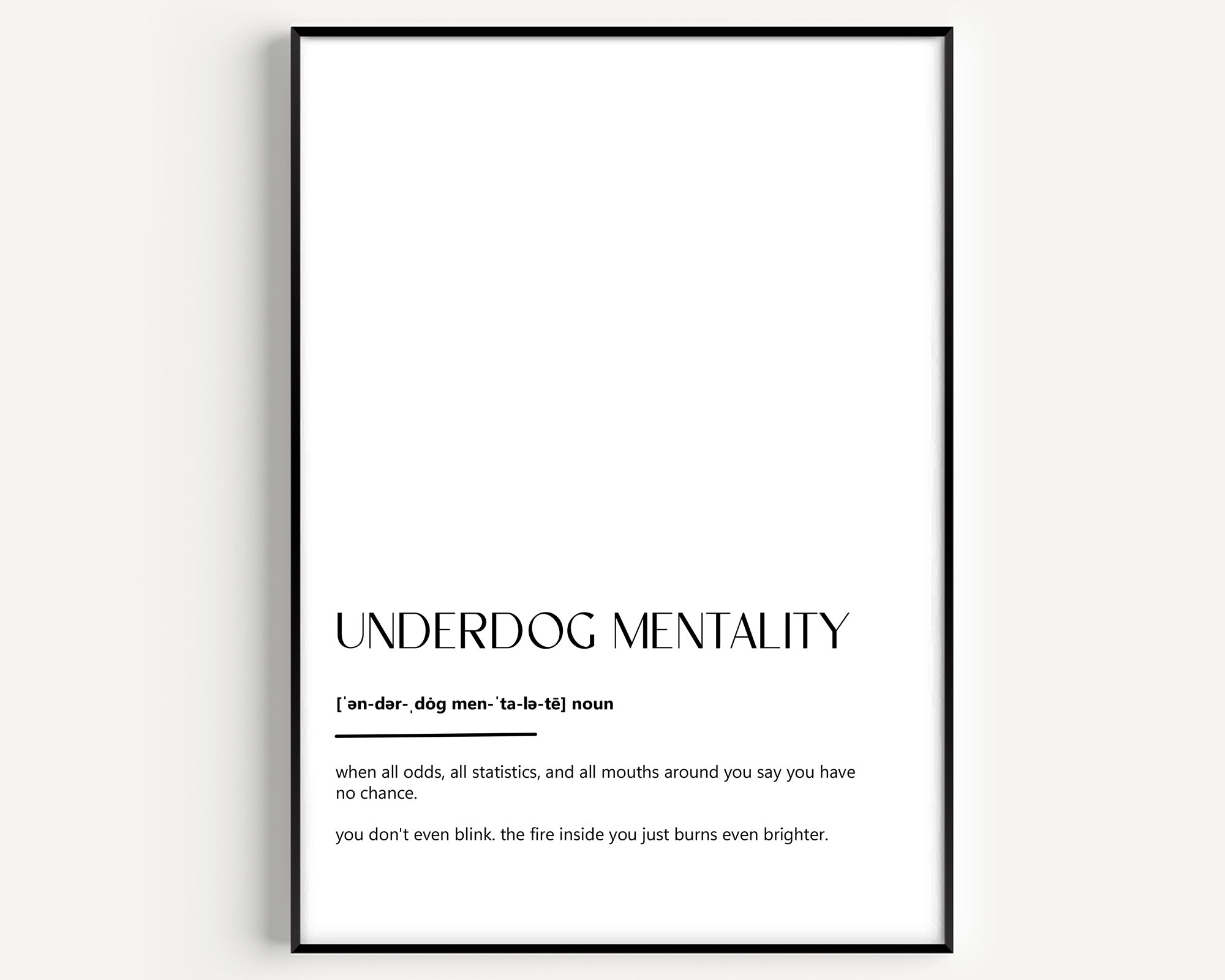 Underdog Mentality Definition Print - Magic Posters