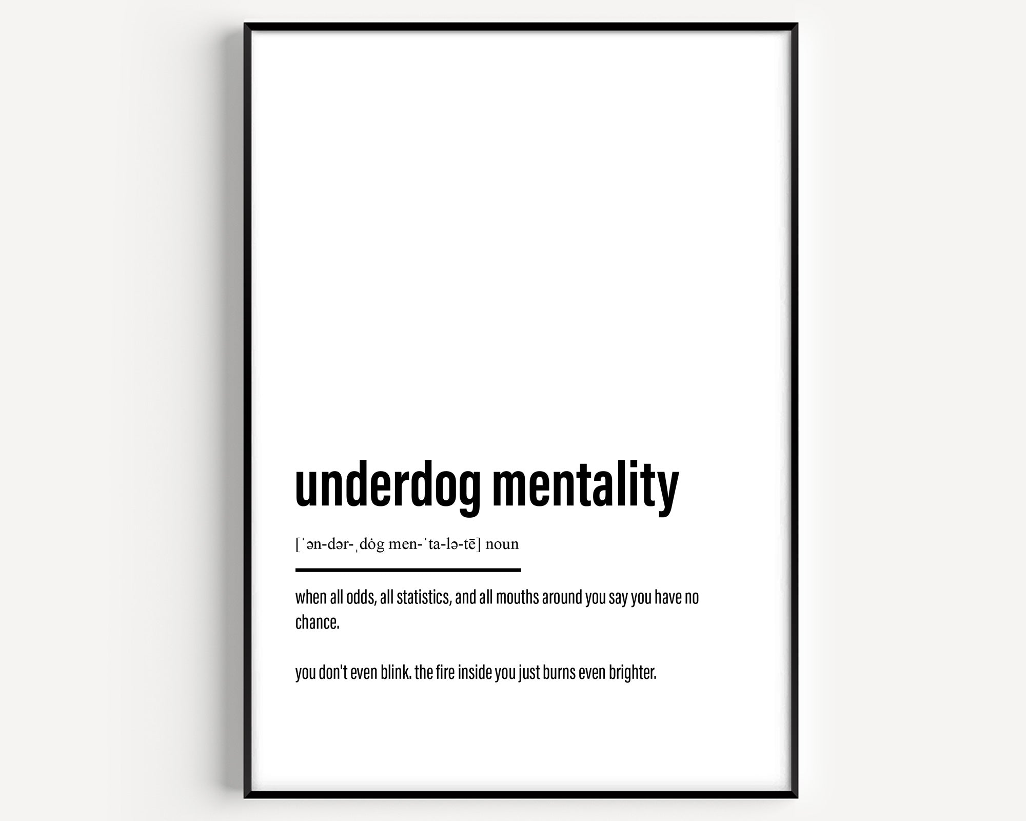 Underdog Mentality Definition Print - Magic Posters