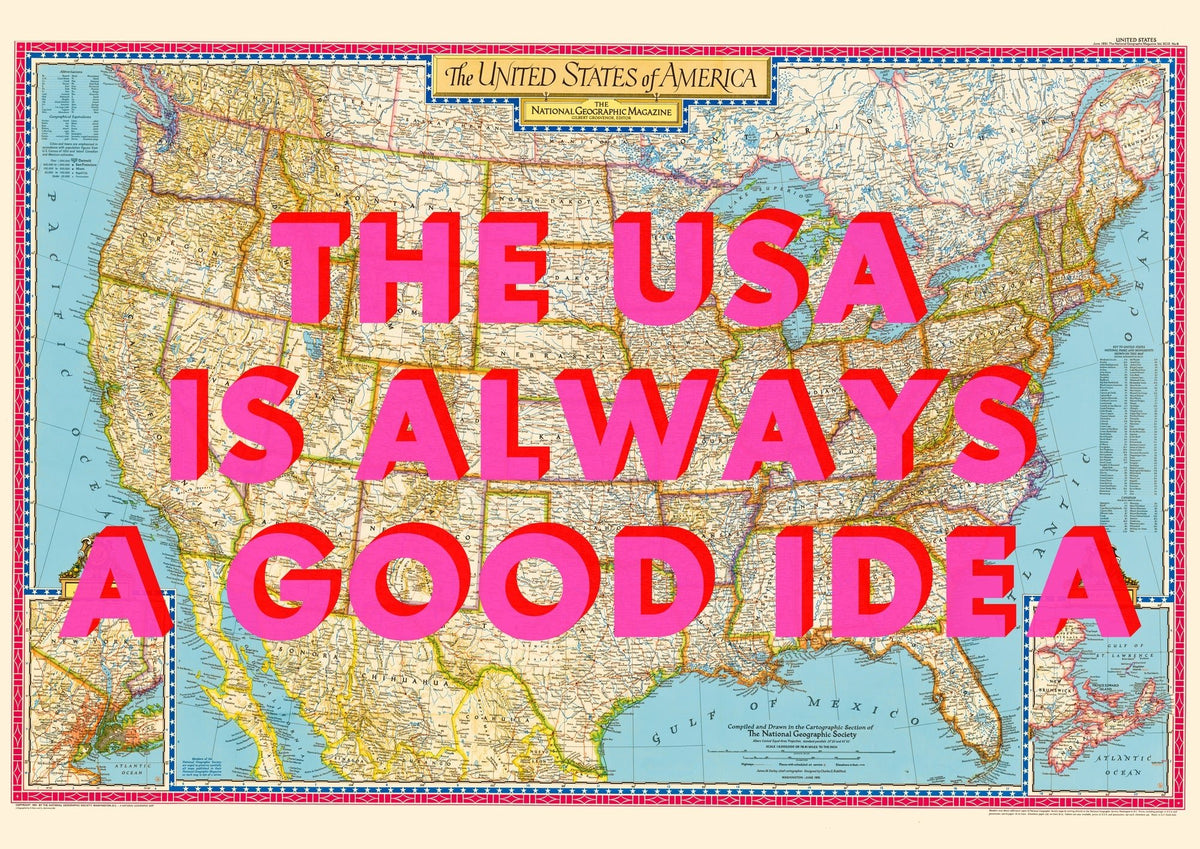 USA Retro Pop Art Map Print
