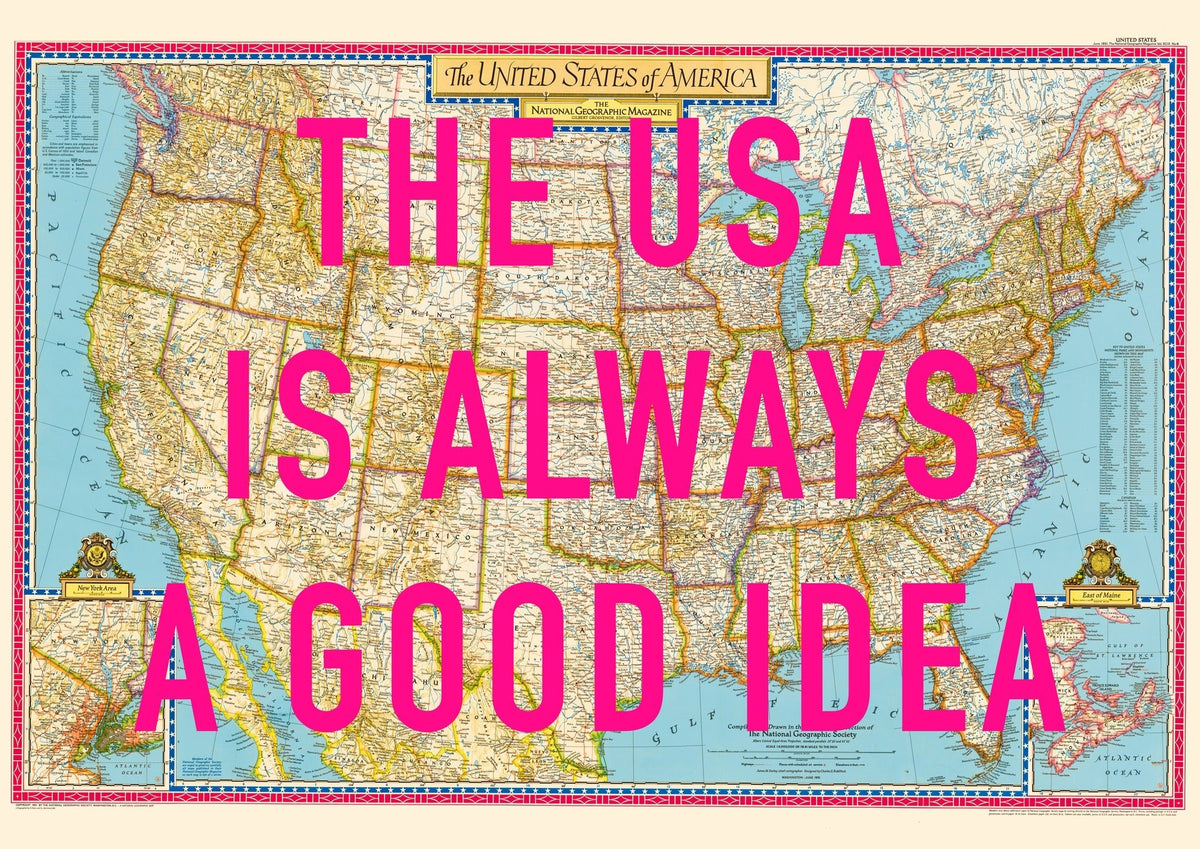 USA Retro Pop Art Map Print