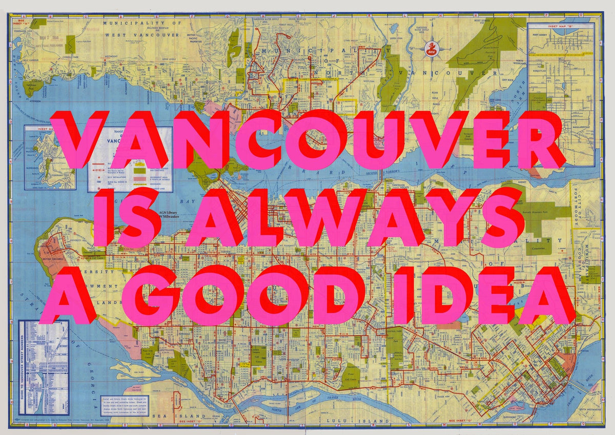 Vancouver Retro Pop Art Map Print (landscape) - Magic Posters