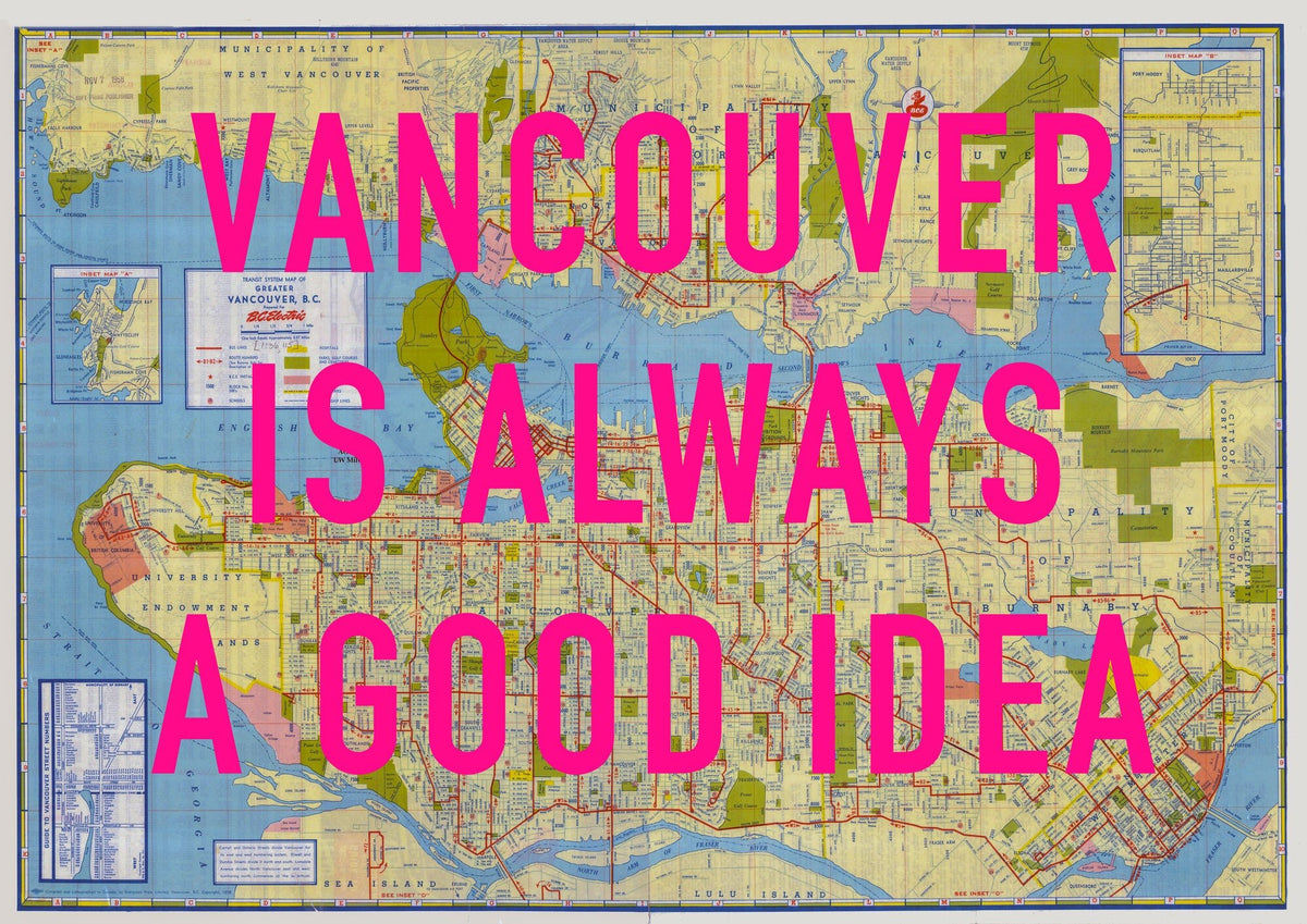 Vancouver Retro Pop Art Map Print (landscape) - Magic Posters