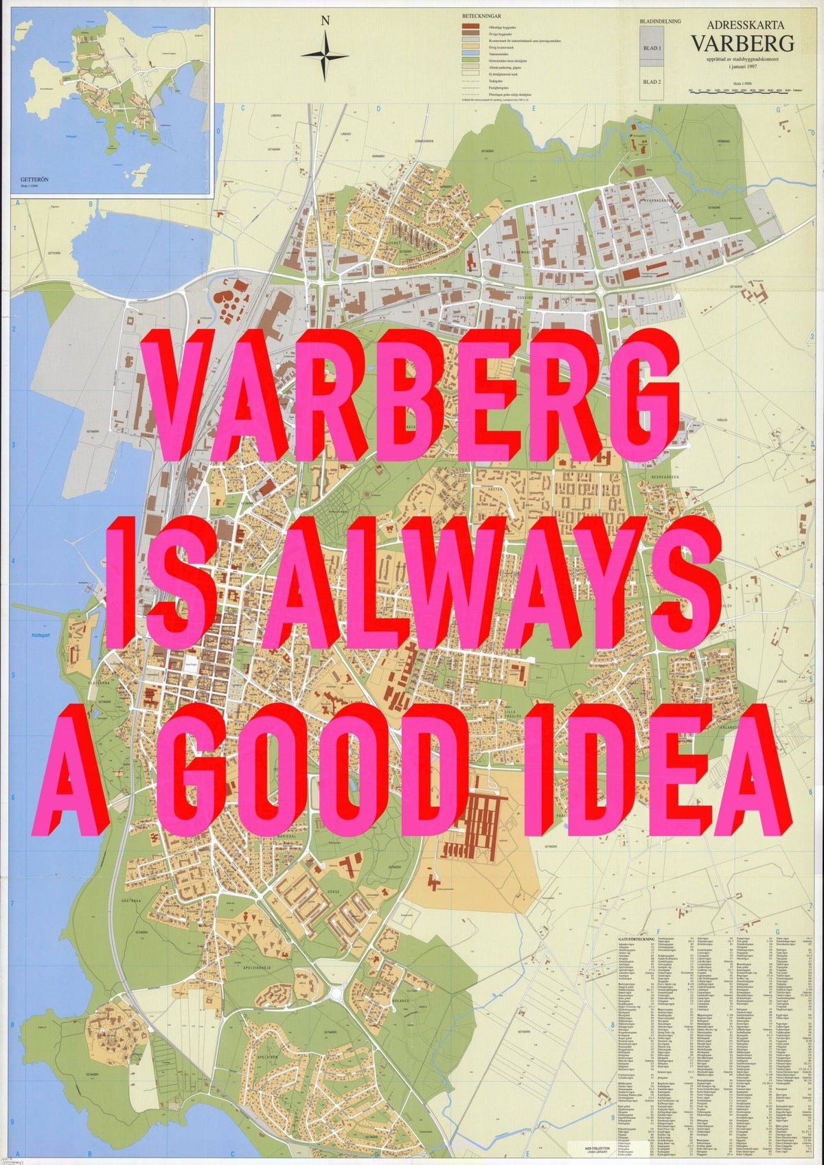 Varberg Retro Pop Art Map Print (portrait) - Magic Posters