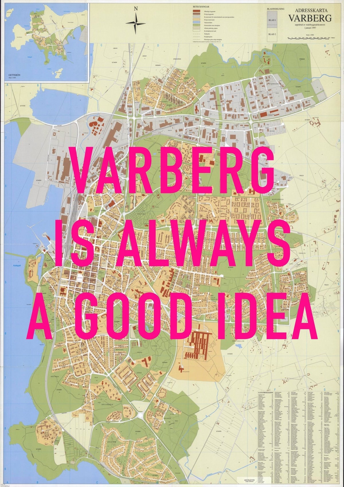 Varberg Retro Pop Art Map Print (portrait) - Magic Posters