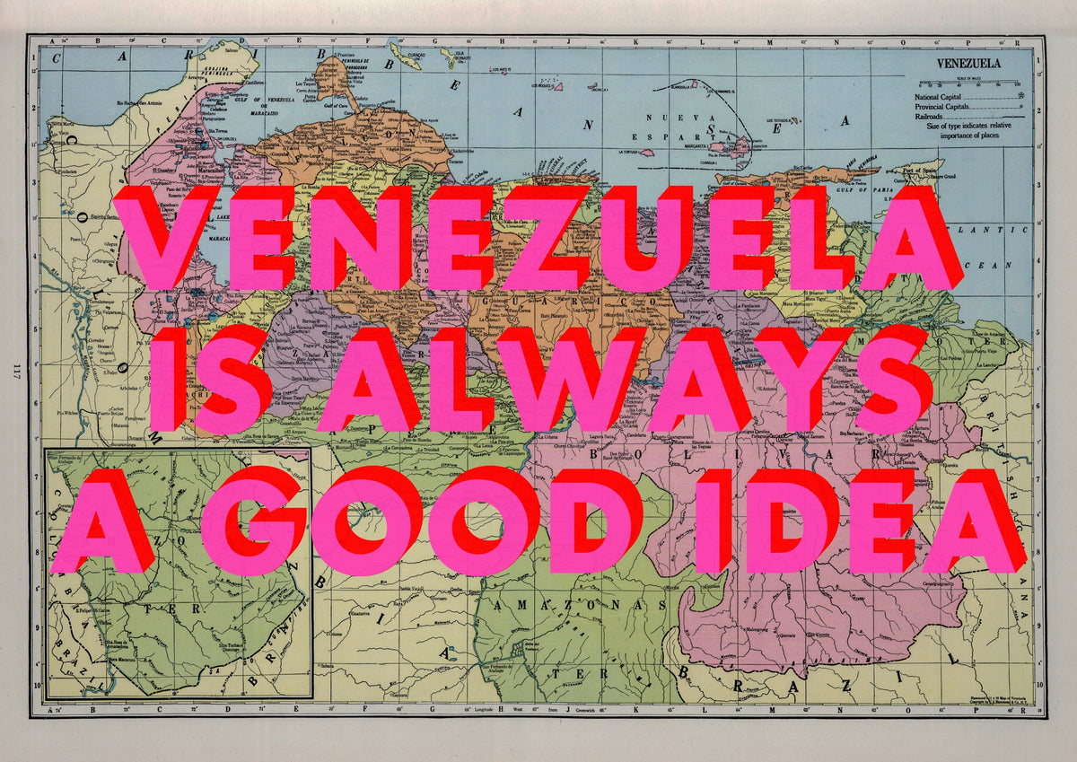 Venezuela Retro Pop Art Map Print (landscape)