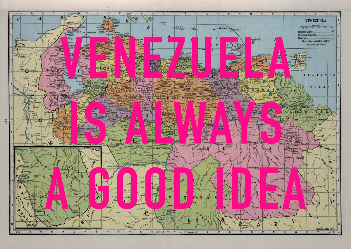 Venezuela Retro Pop Art Map Print (landscape)