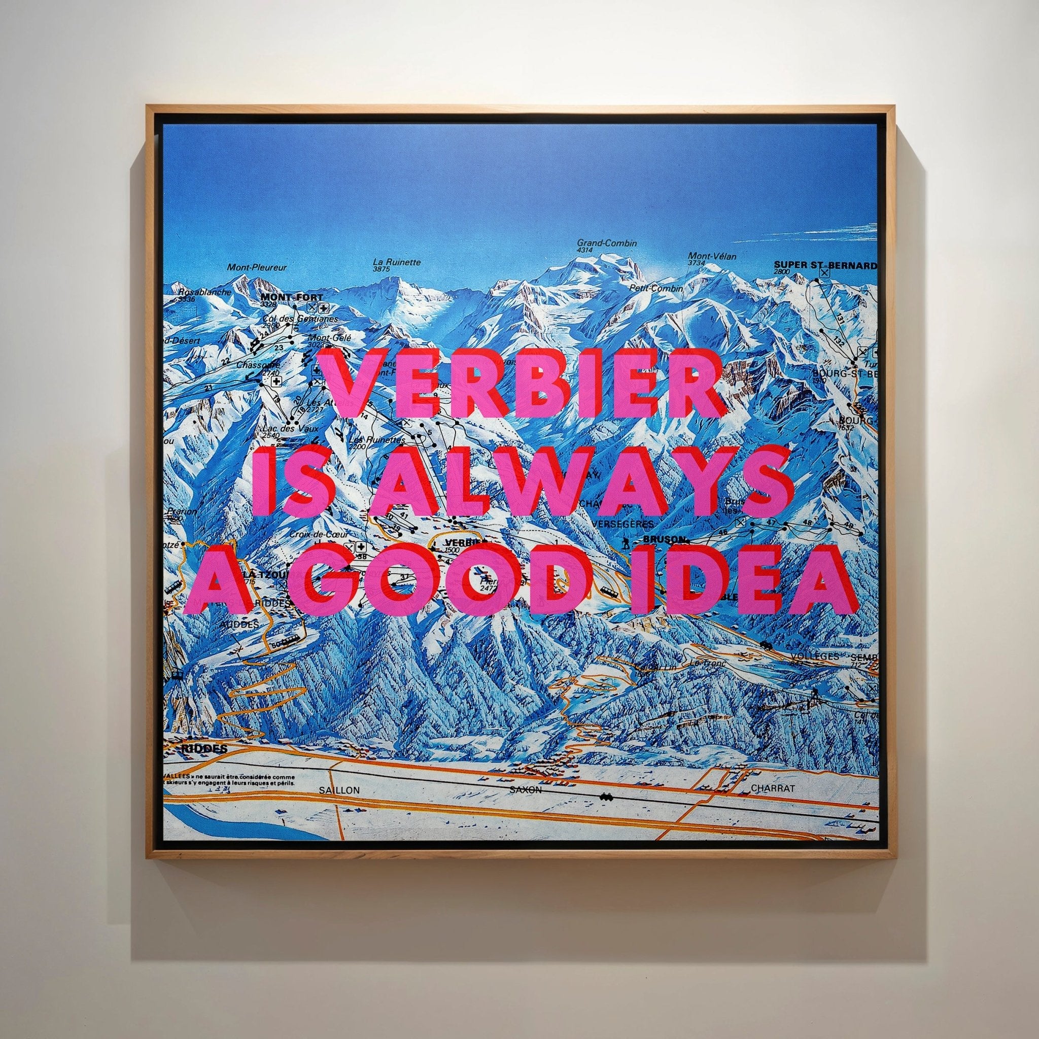 Verbier Retro Pop Art Ski Map Print (Square) - Magic Posters