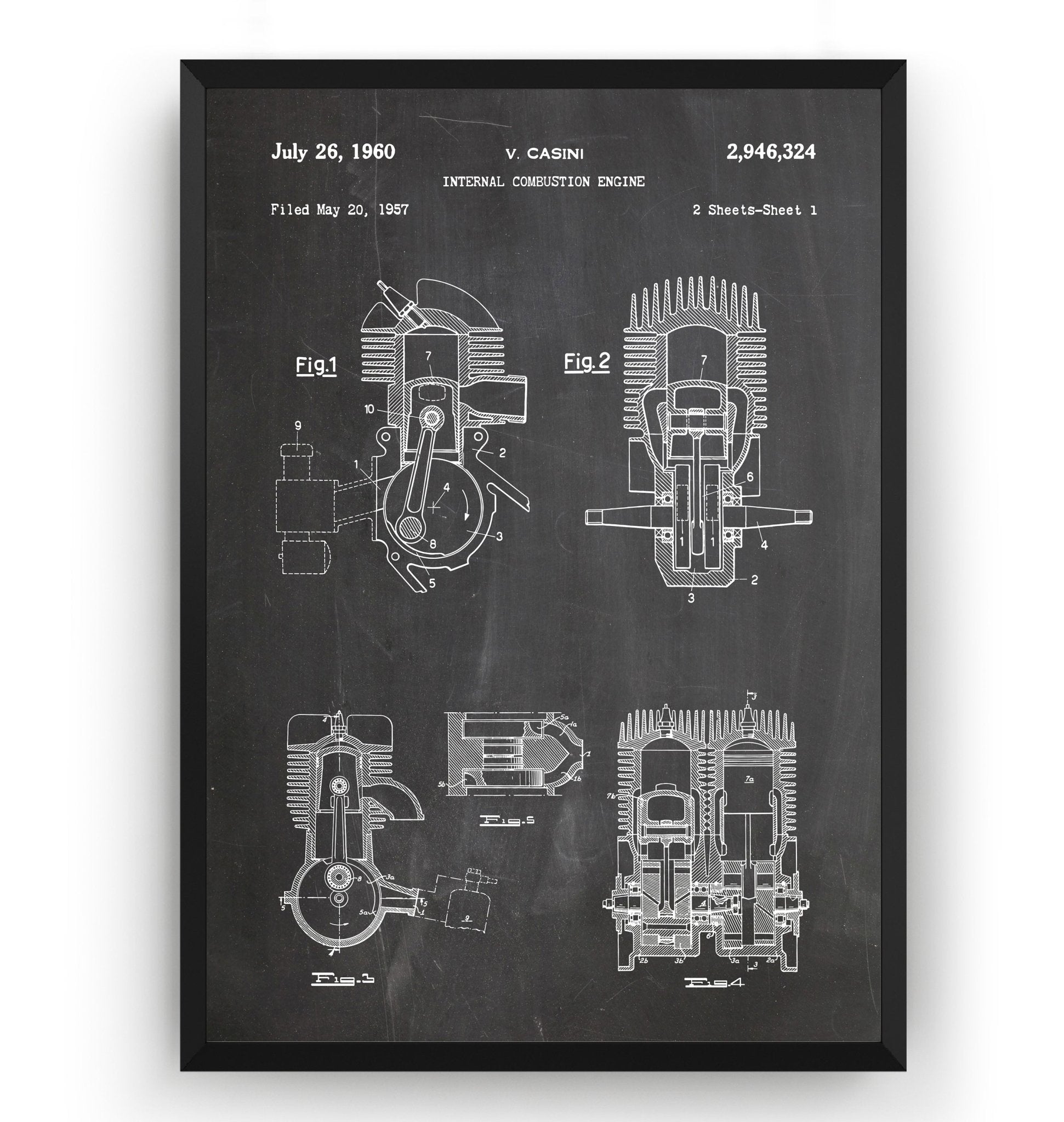 Vespa Engine 1960 Patent Print - Magic Posters