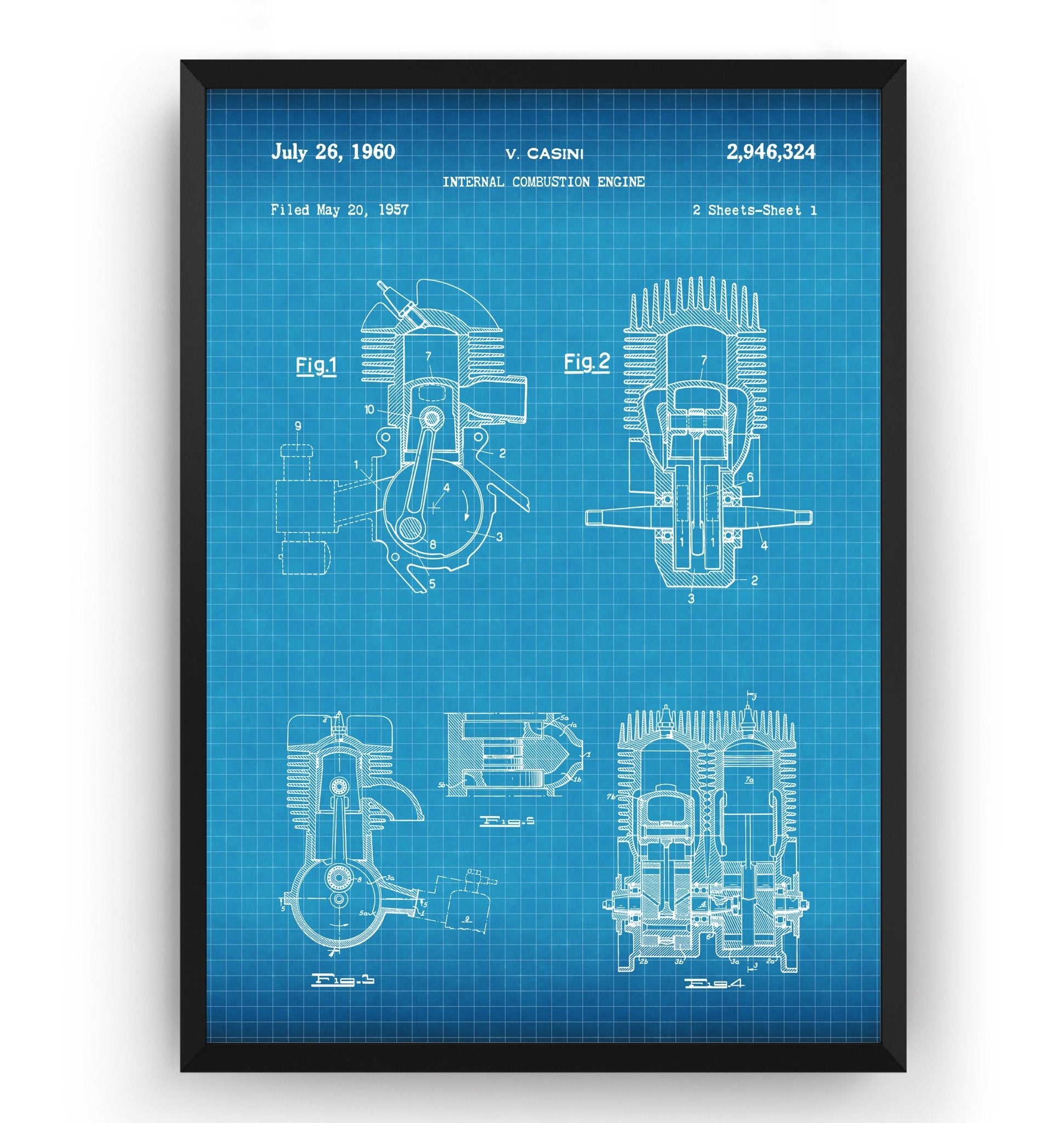 Vespa Engine 1960 Patent Print - Magic Posters