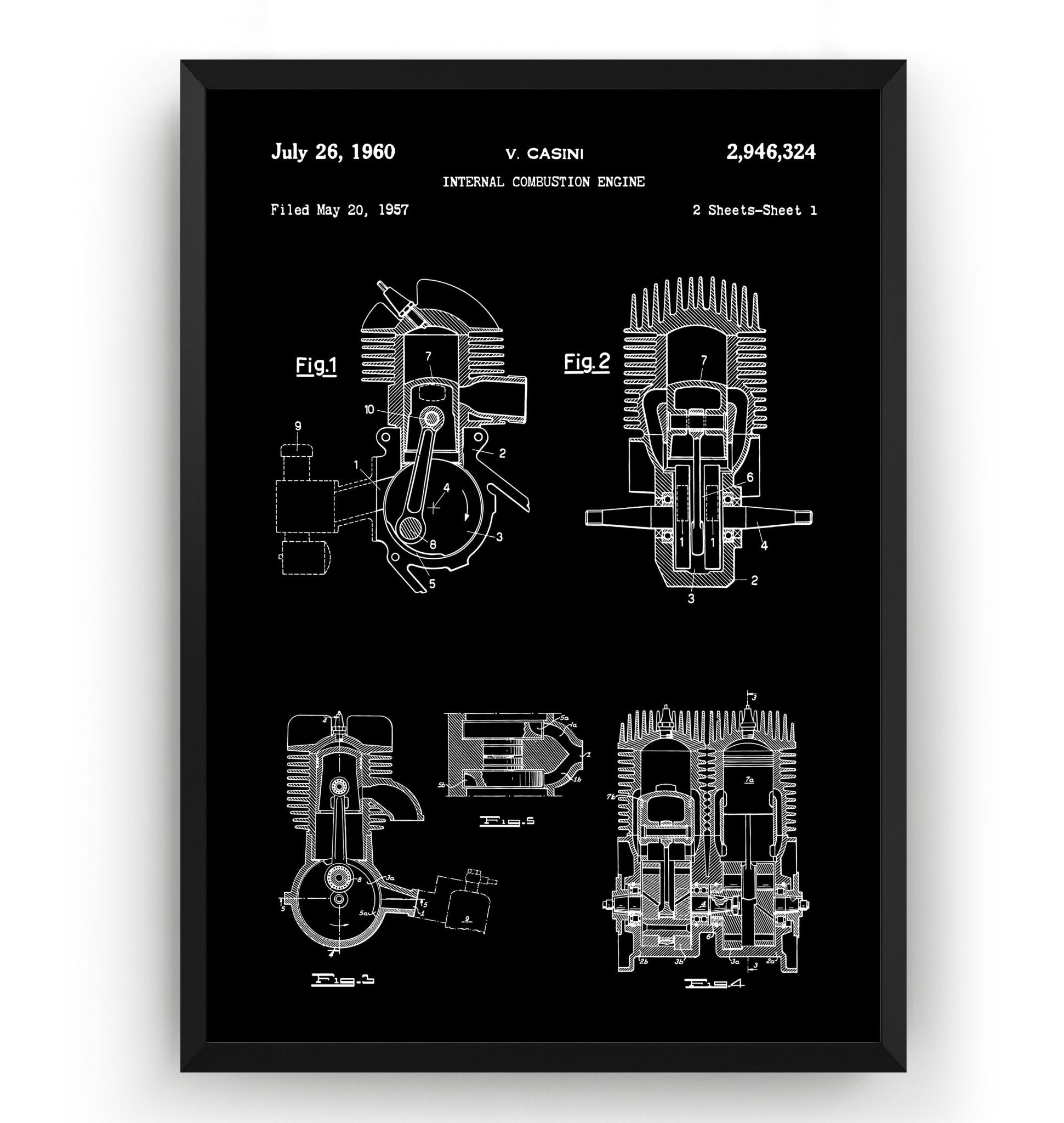 Vespa Engine 1960 Patent Print - Magic Posters