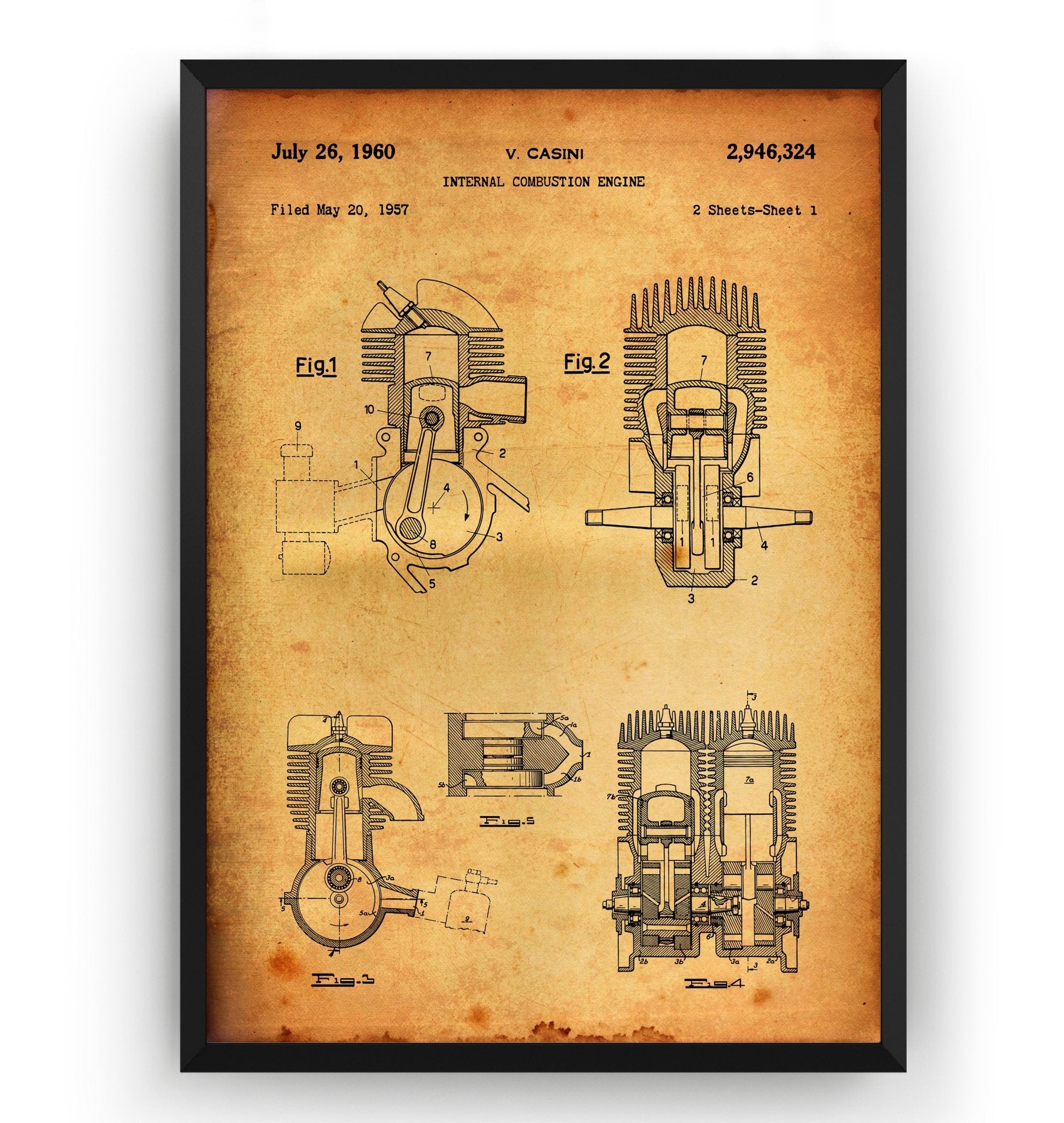 Vespa Engine 1960 Patent Print - Magic Posters