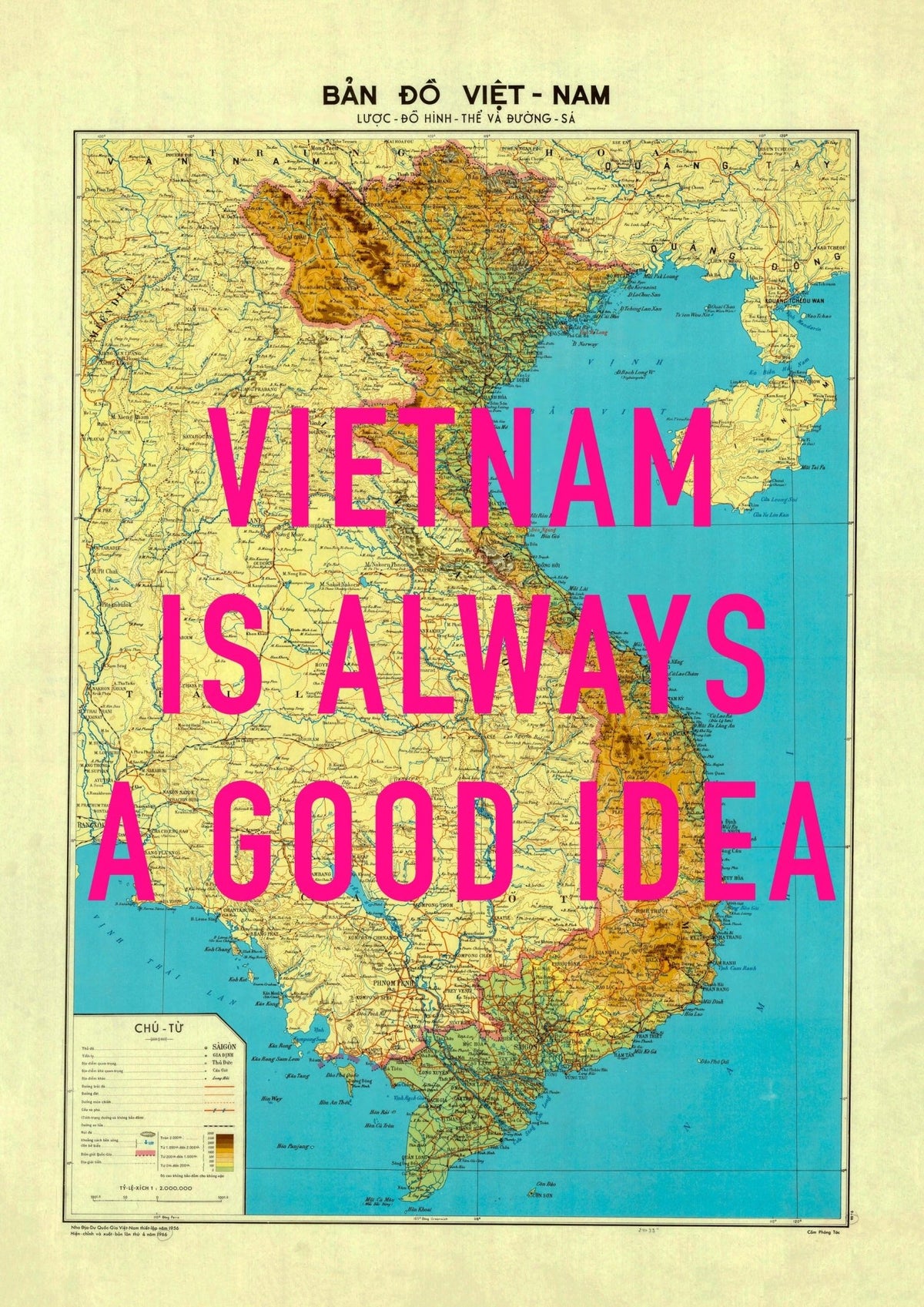 Vietnam Retro Pop Art Map Print (portrait)