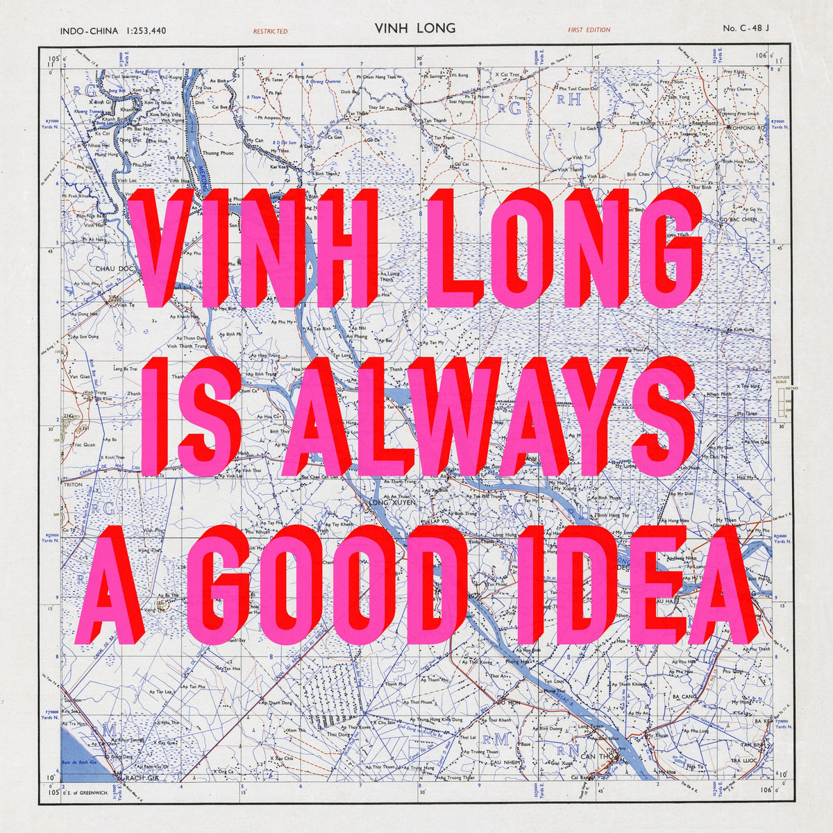 Vinh Long Retro Pop Art Map Print (square) - Magic Posters