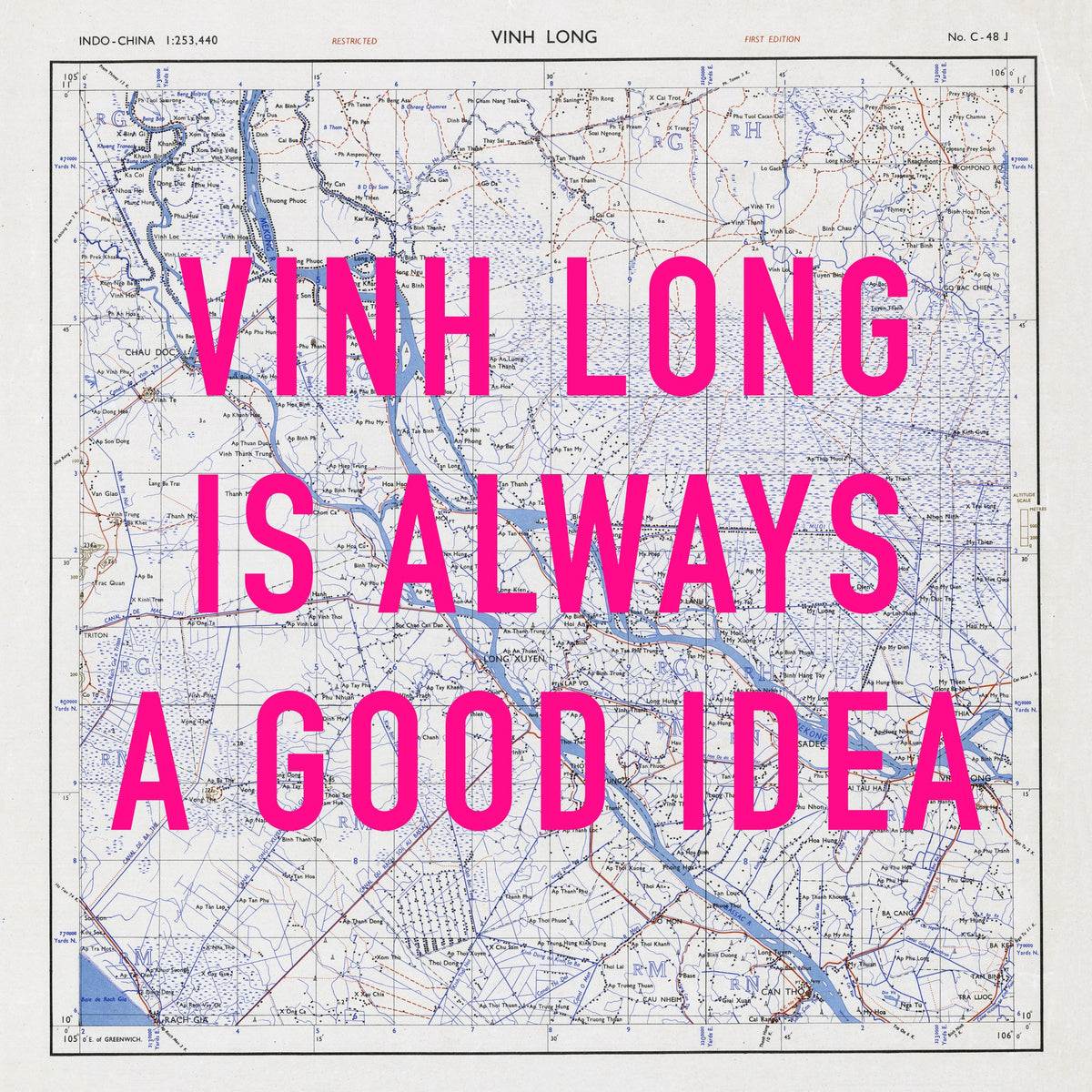 Vinh Long Retro Pop Art Map Print (square) - Magic Posters