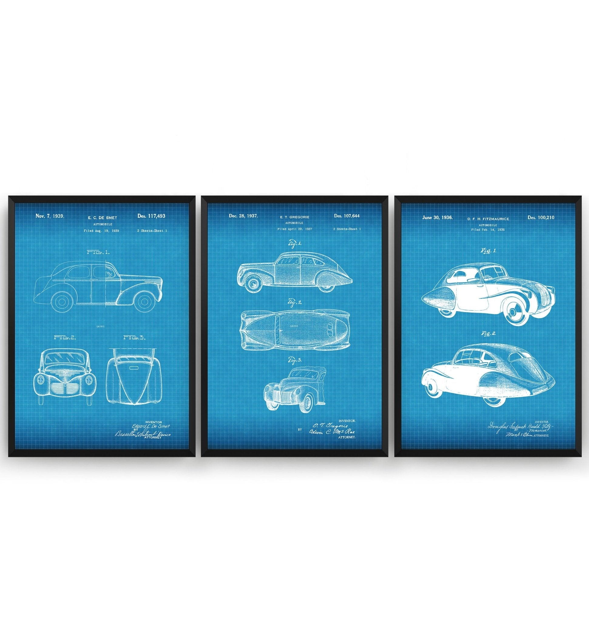Vintage Automobile Set Of 3 Patent Prints - Magic Posters