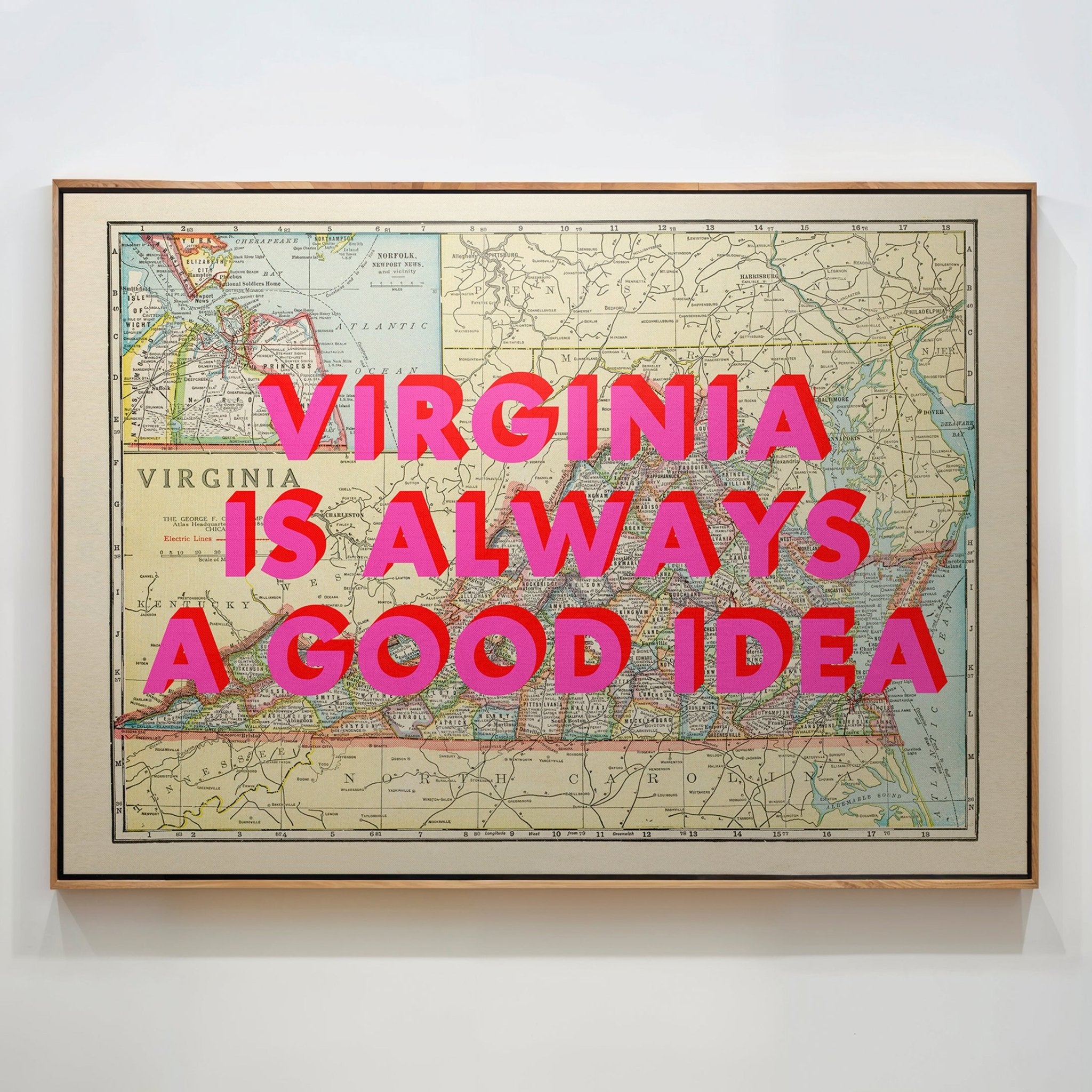 Virginia Retro Pop Art Map Print (landscape) - Magic Posters