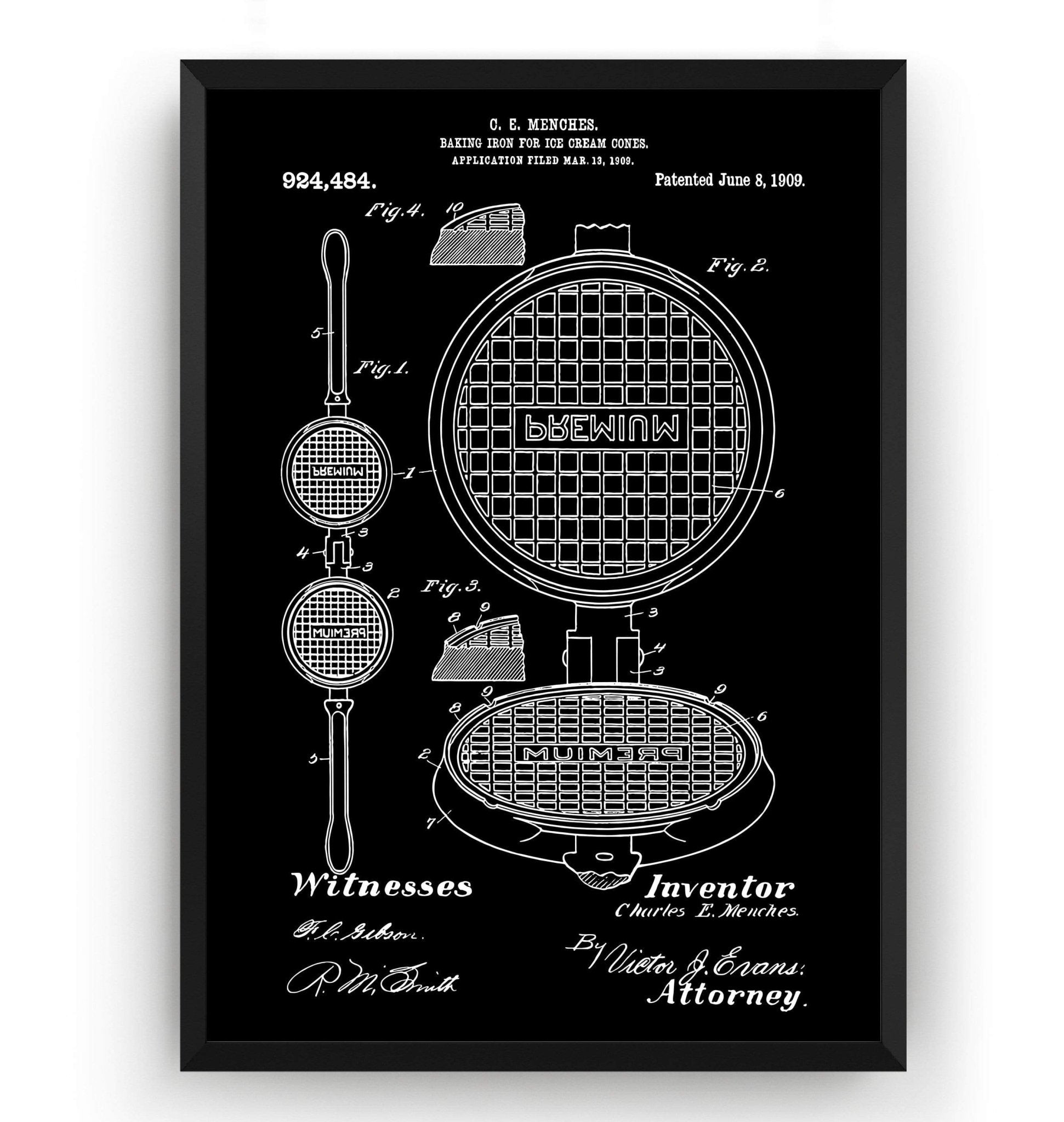 Waffle Iron 1909 Patent Print - Magic Posters