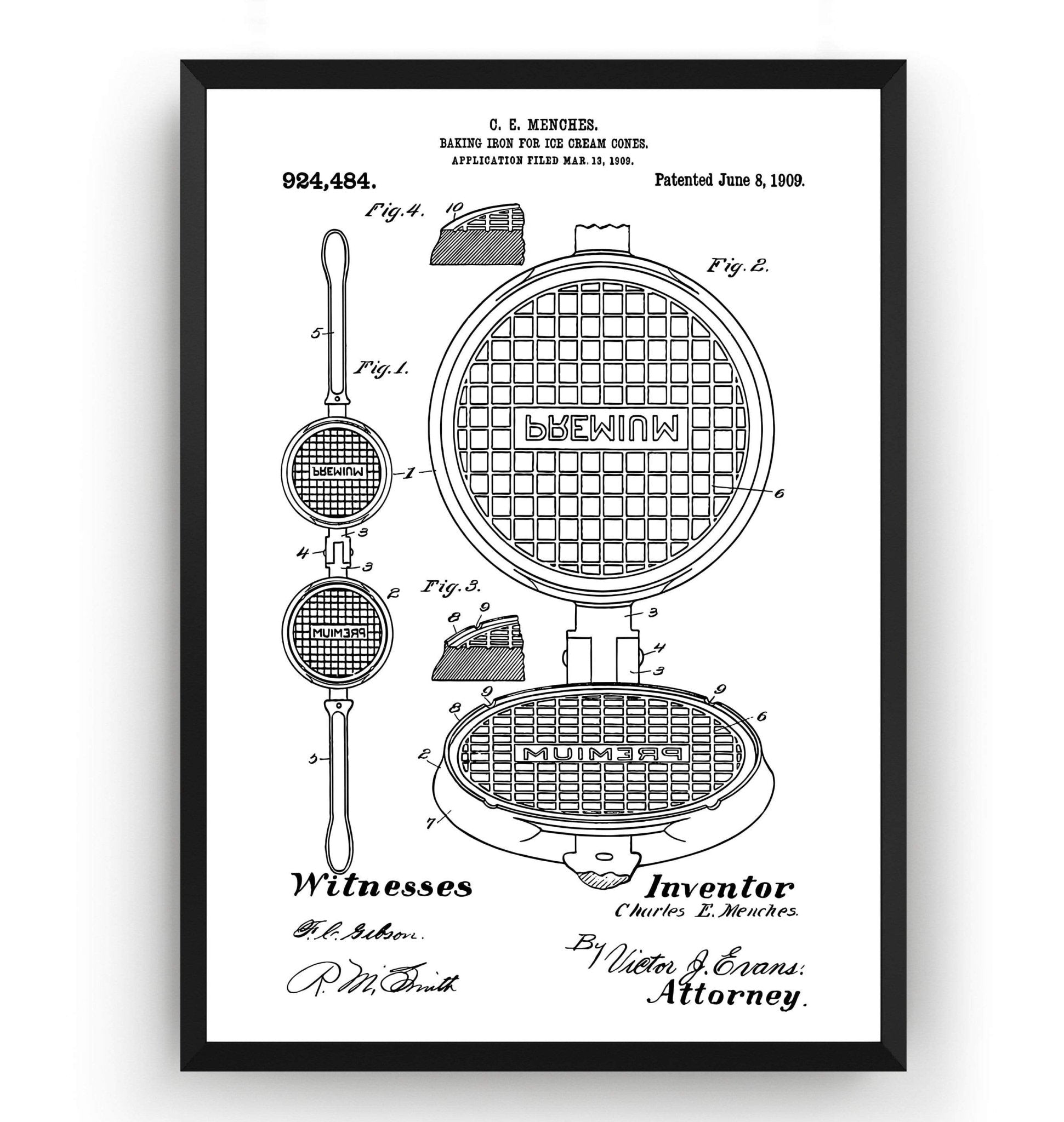 Waffle Iron 1909 Patent Print - Magic Posters