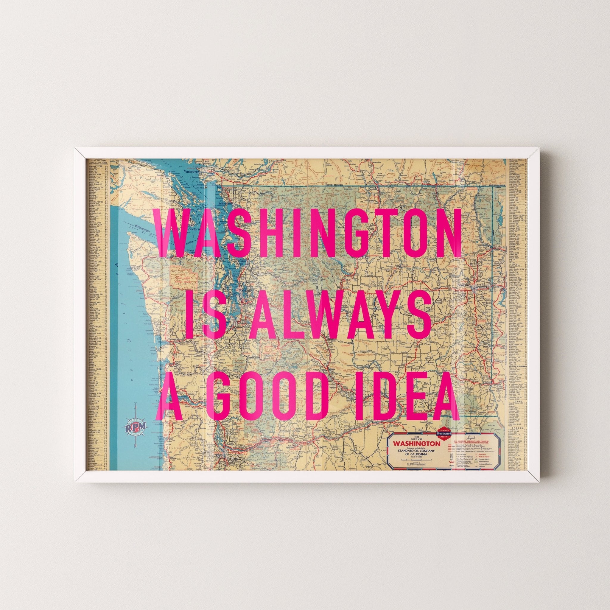 Washington Retro Pop Art Map Print - Magic Posters