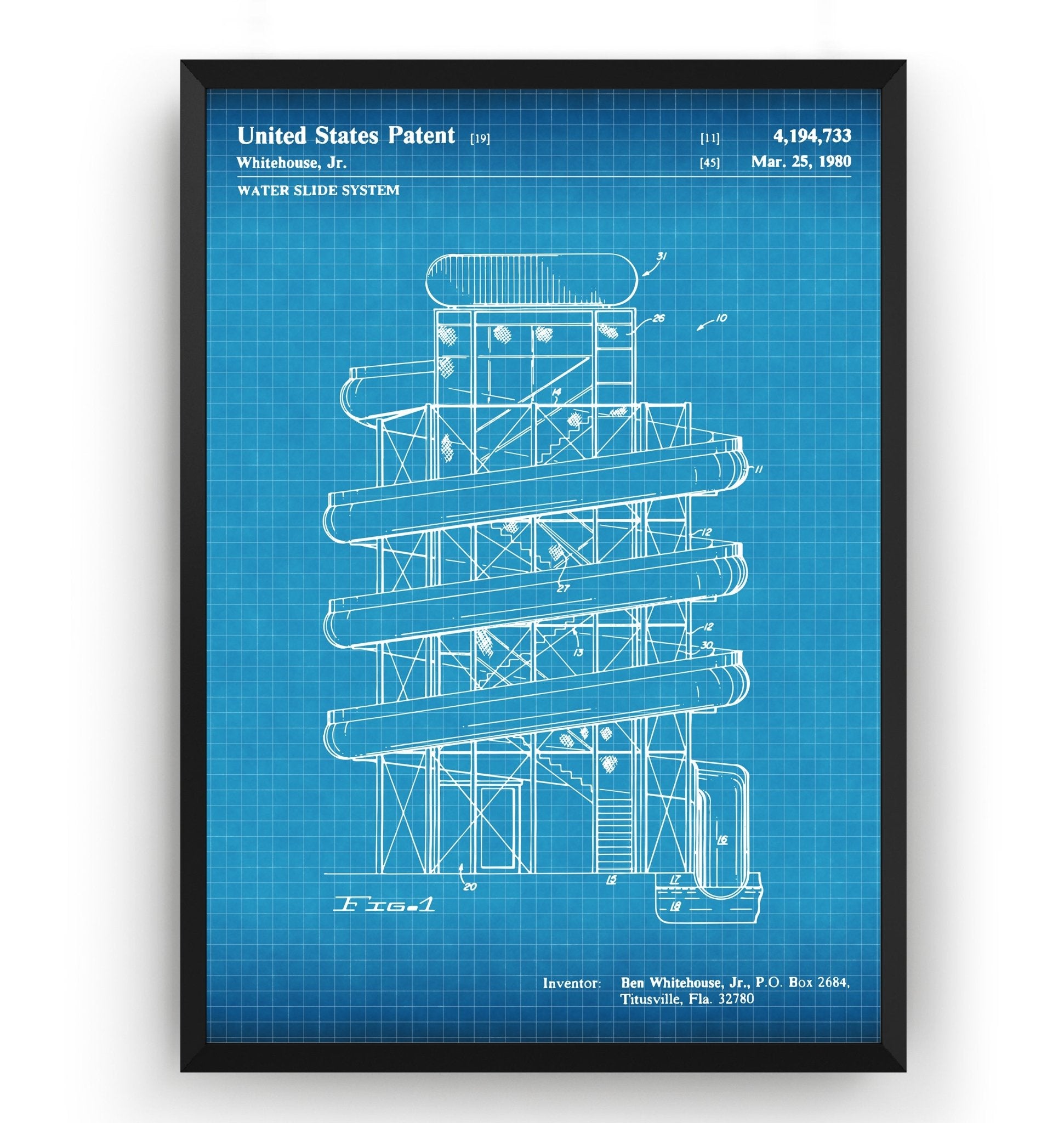 Water Slide 1980 Patent Print - Magic Posters