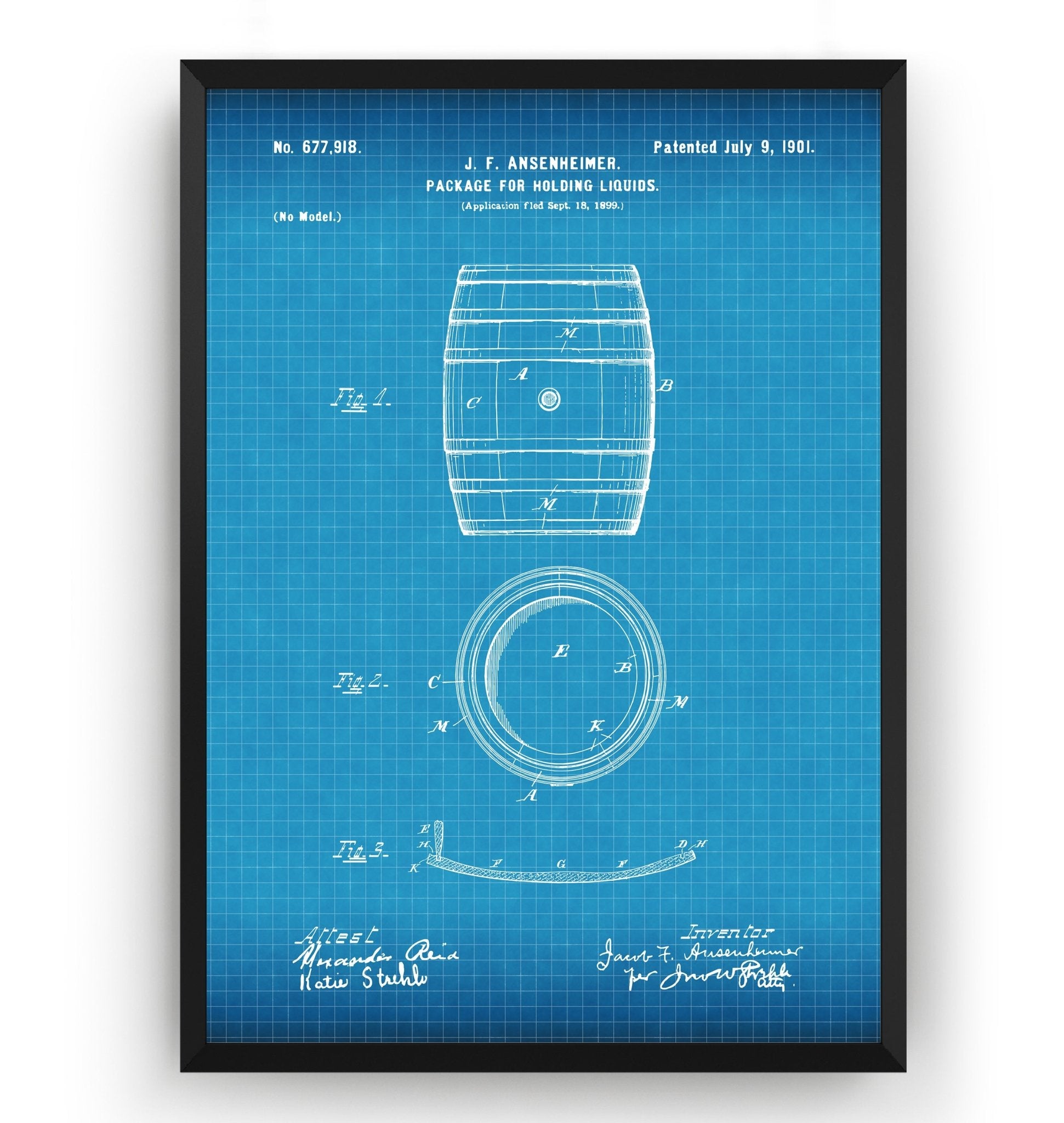 Whiskey Barrel 1901 Patent Print - Magic Posters