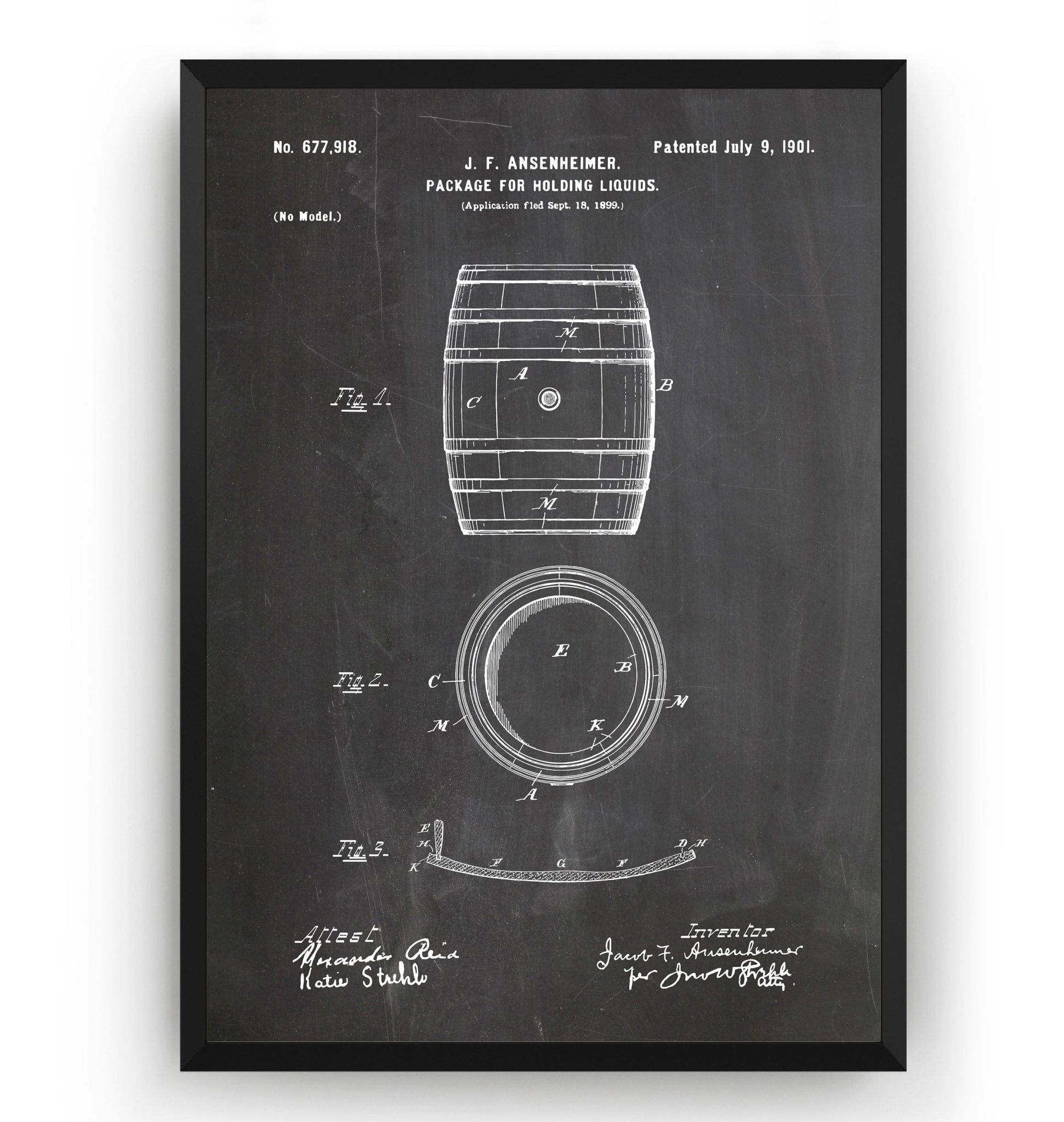 Whiskey Barrel 1901 Patent Print - Magic Posters