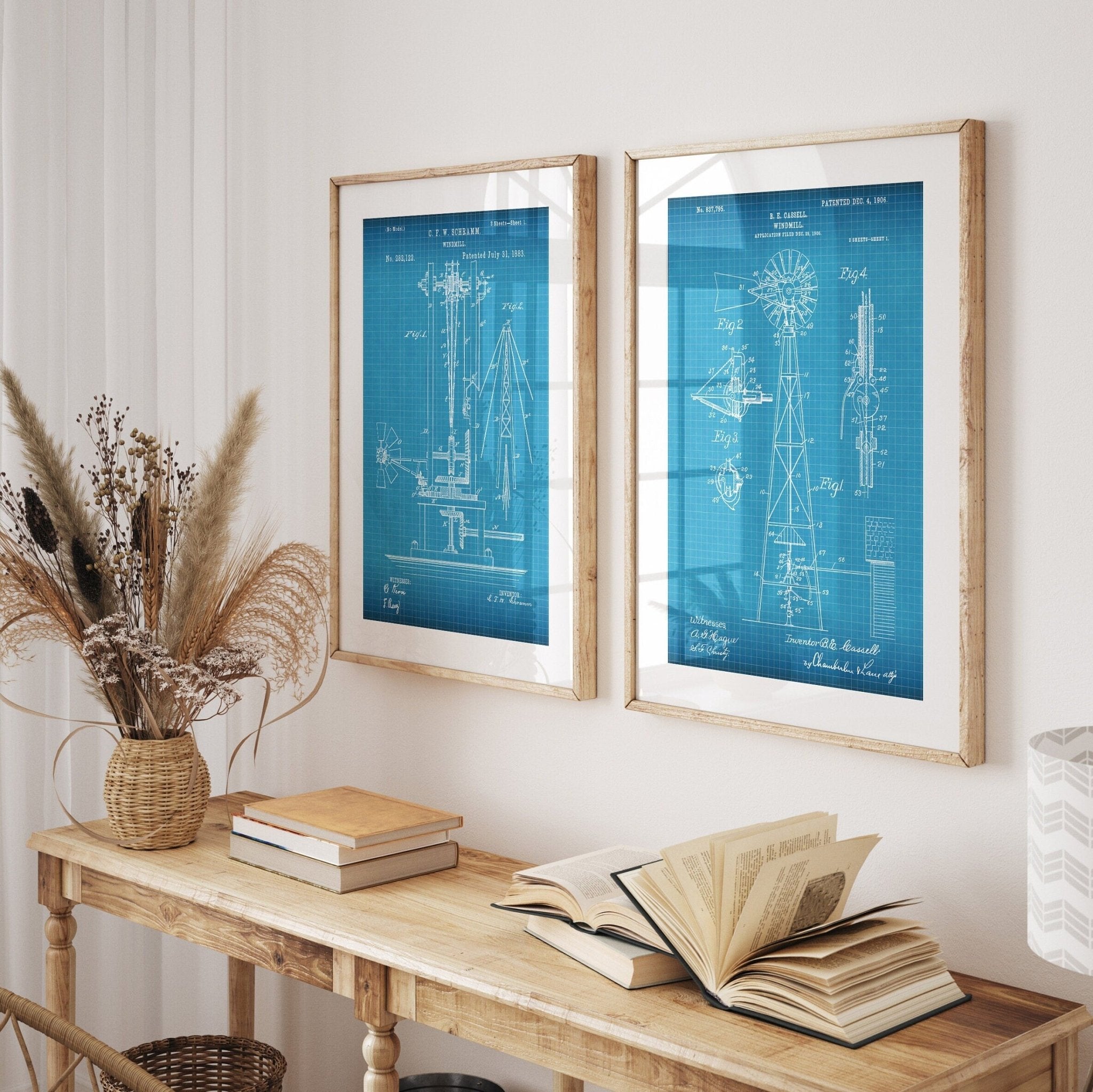 Windmill Set Of 2 Patent Prints - Magic Posters