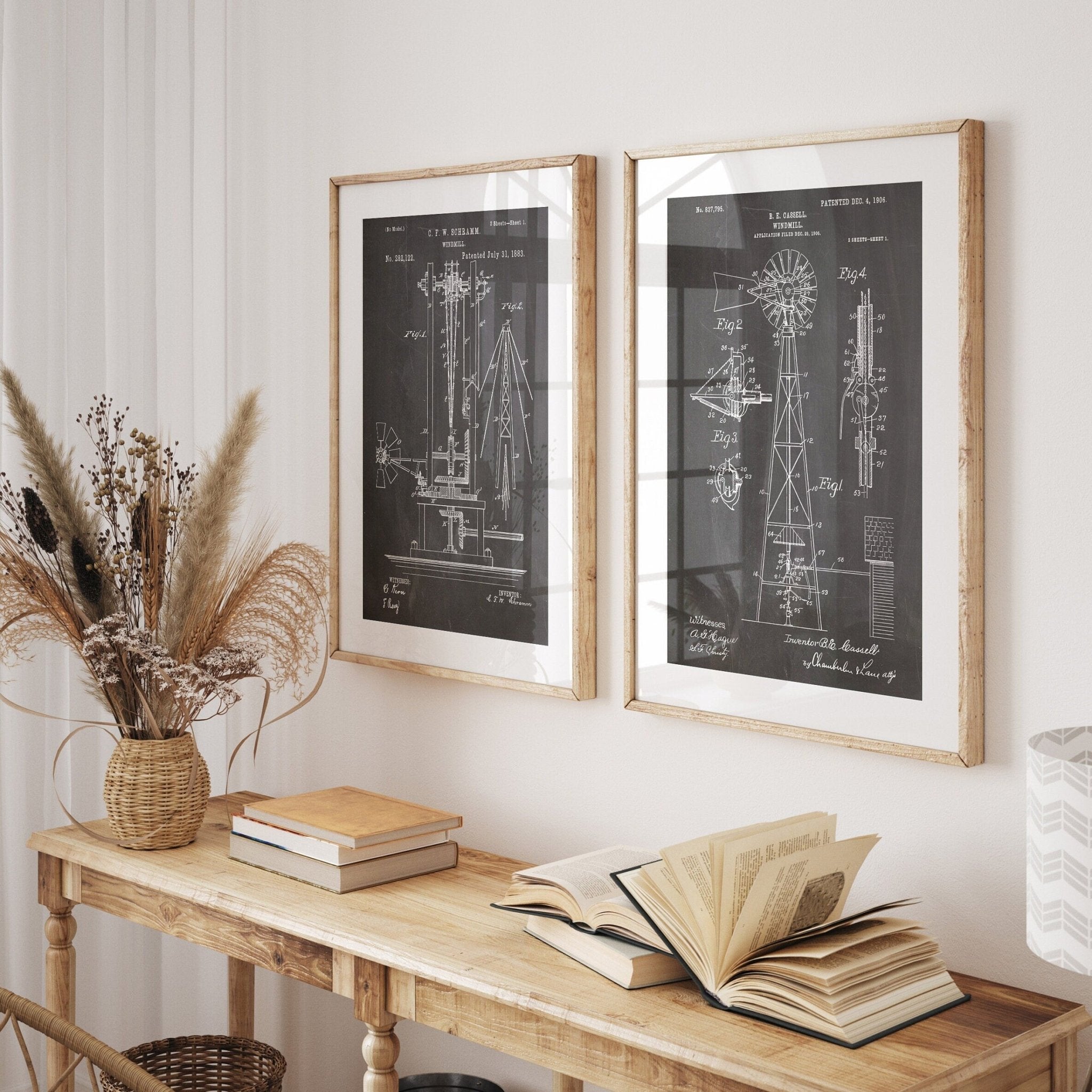 Windmill Set Of 2 Patent Prints - Magic Posters