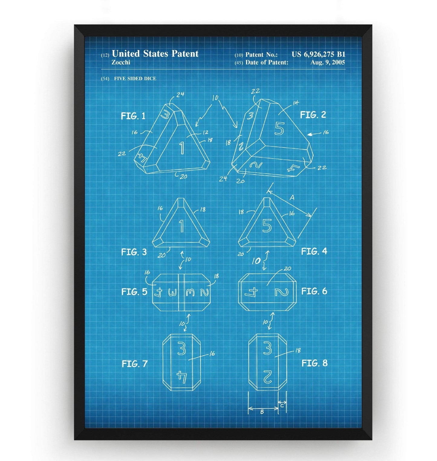 5 Sided Dice 2005 Patent Print - Magic Posters