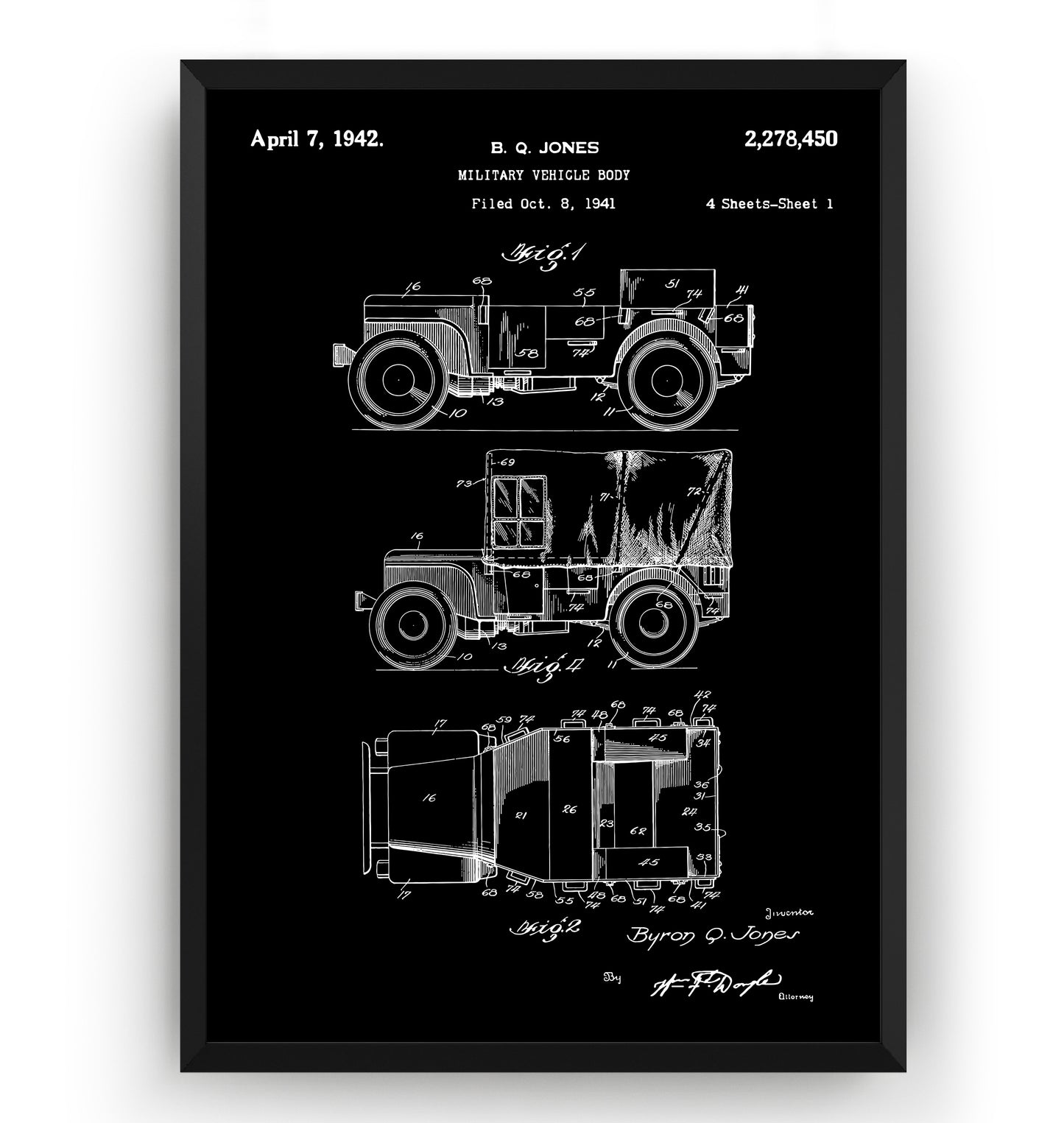 Military Vehicle Body 1942 Patent Print - Magic Posters