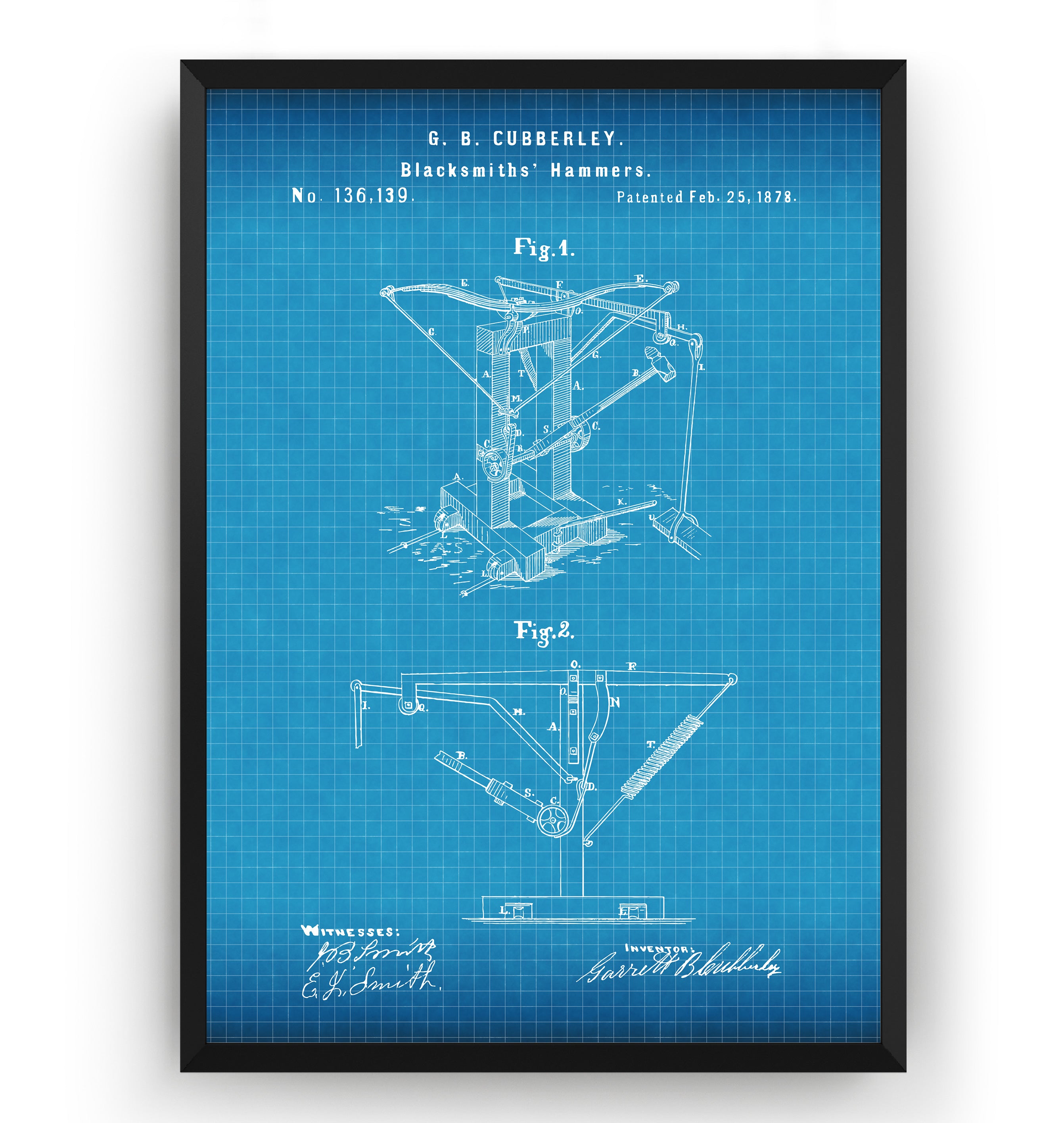Blacksmith Hammers 1873 Patent Print - Magic Posters