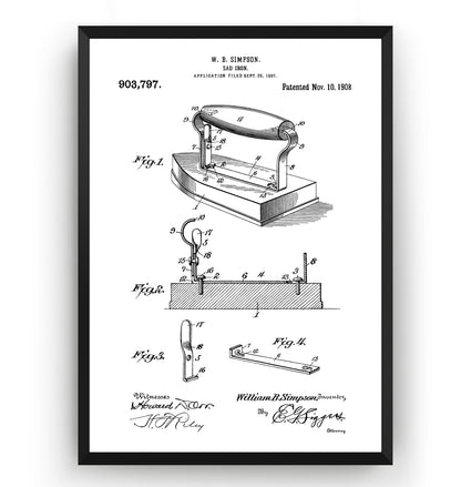 Sad Iron 1907 Patent Print - Magic Posters