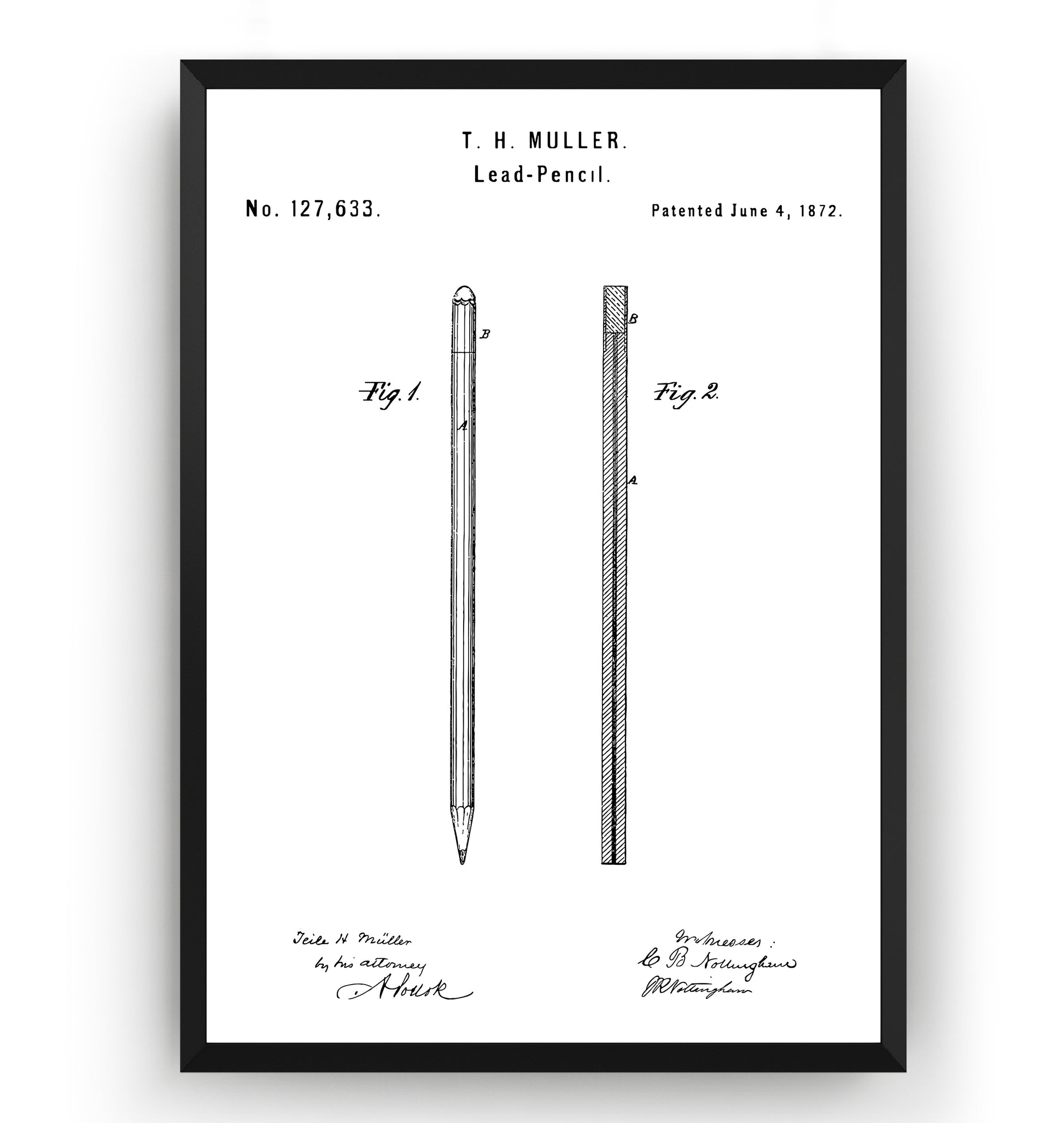 Pencil 1872 Patent Print - Magic Posters