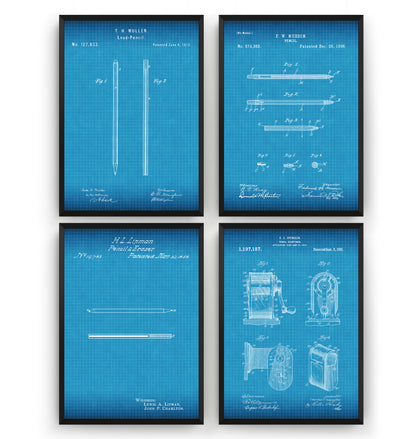 Pencil Set Of 4 Patent Prints - Magic Posters