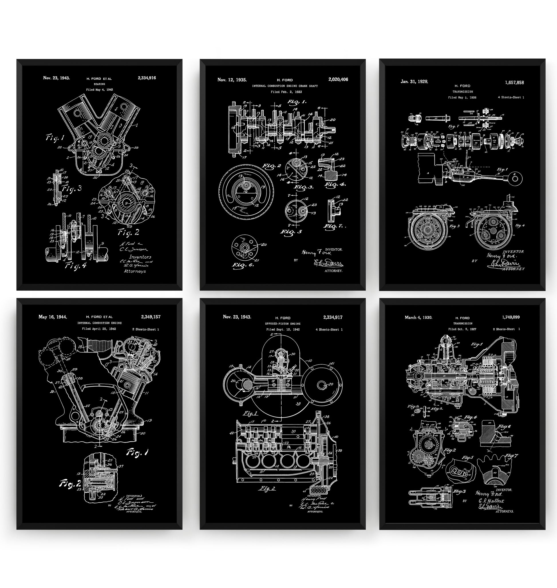 Henry Ford Set Of 6 Patent Prints - Magic Posters