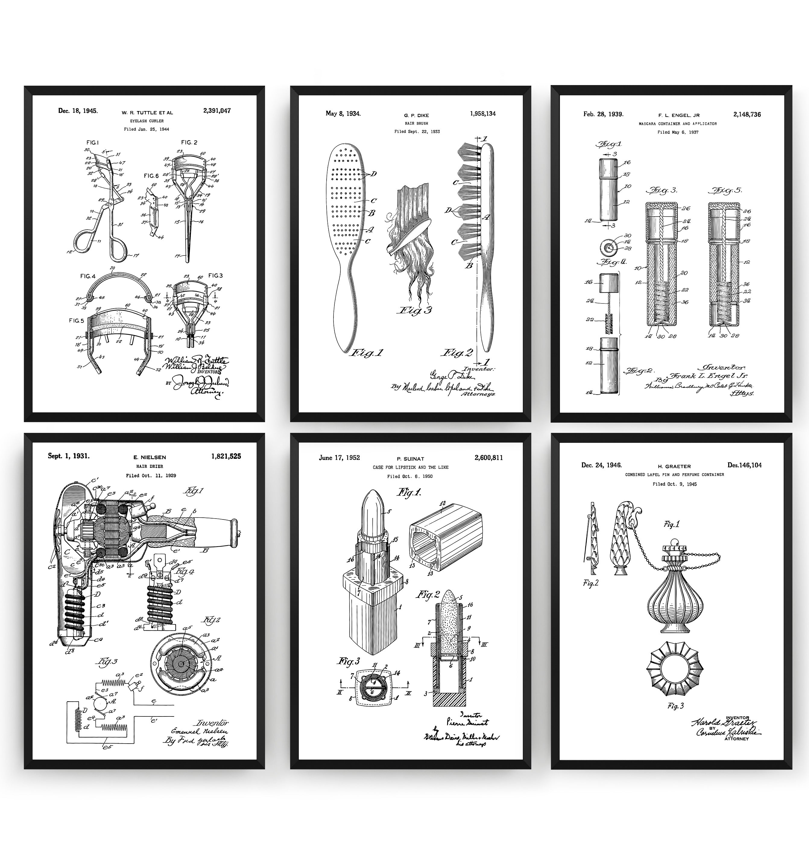 Beauty Set Of 6 Patent Prints - Magic Posters