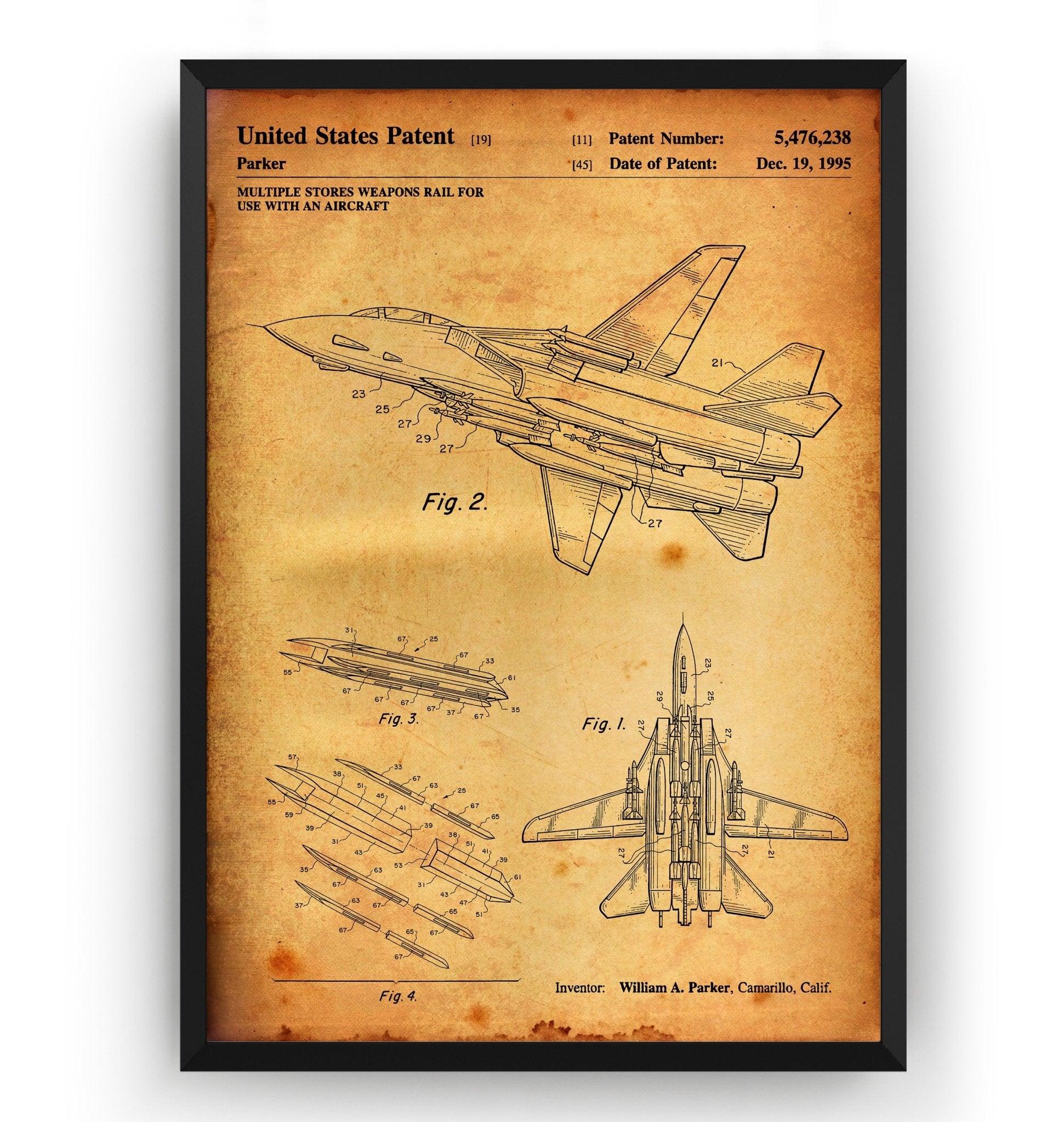 Aircraft Weapons Rail 1955 Patent Print - Magic Posters