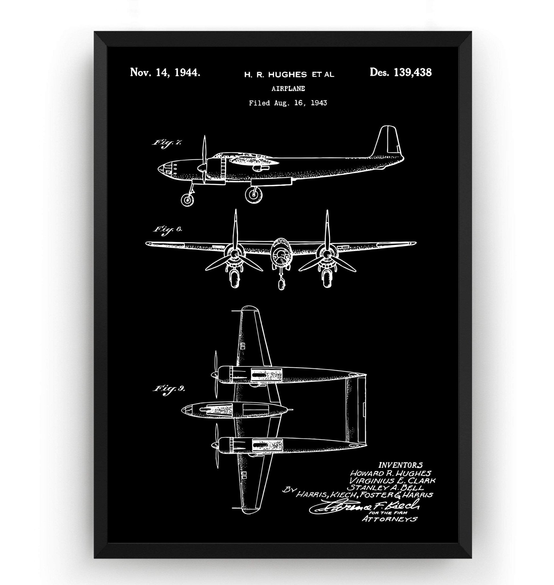 Airplane H R Hughes 1944 Patent Print - Magic Posters