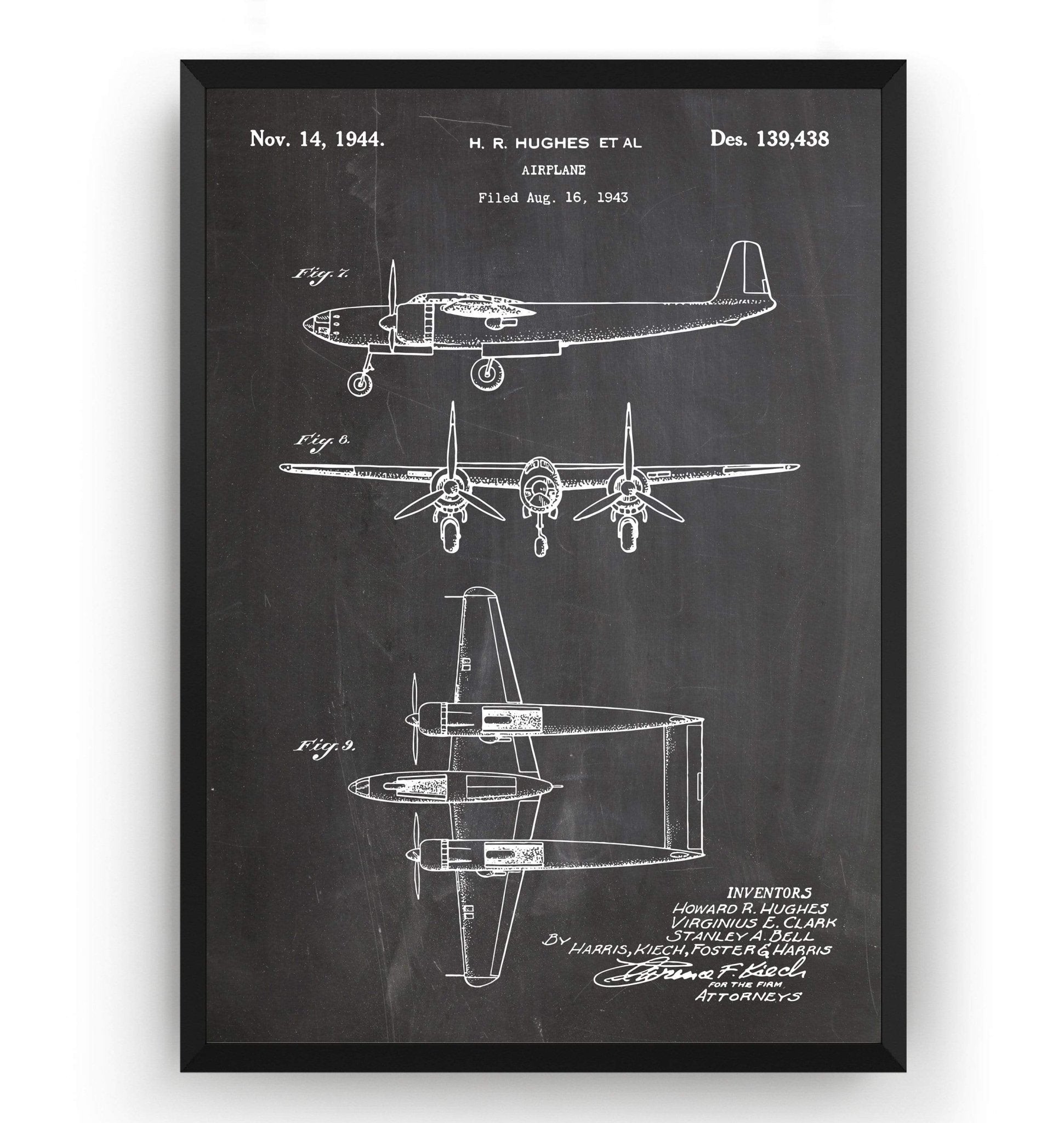 Airplane H R Hughes 1944 Patent Print - Magic Posters