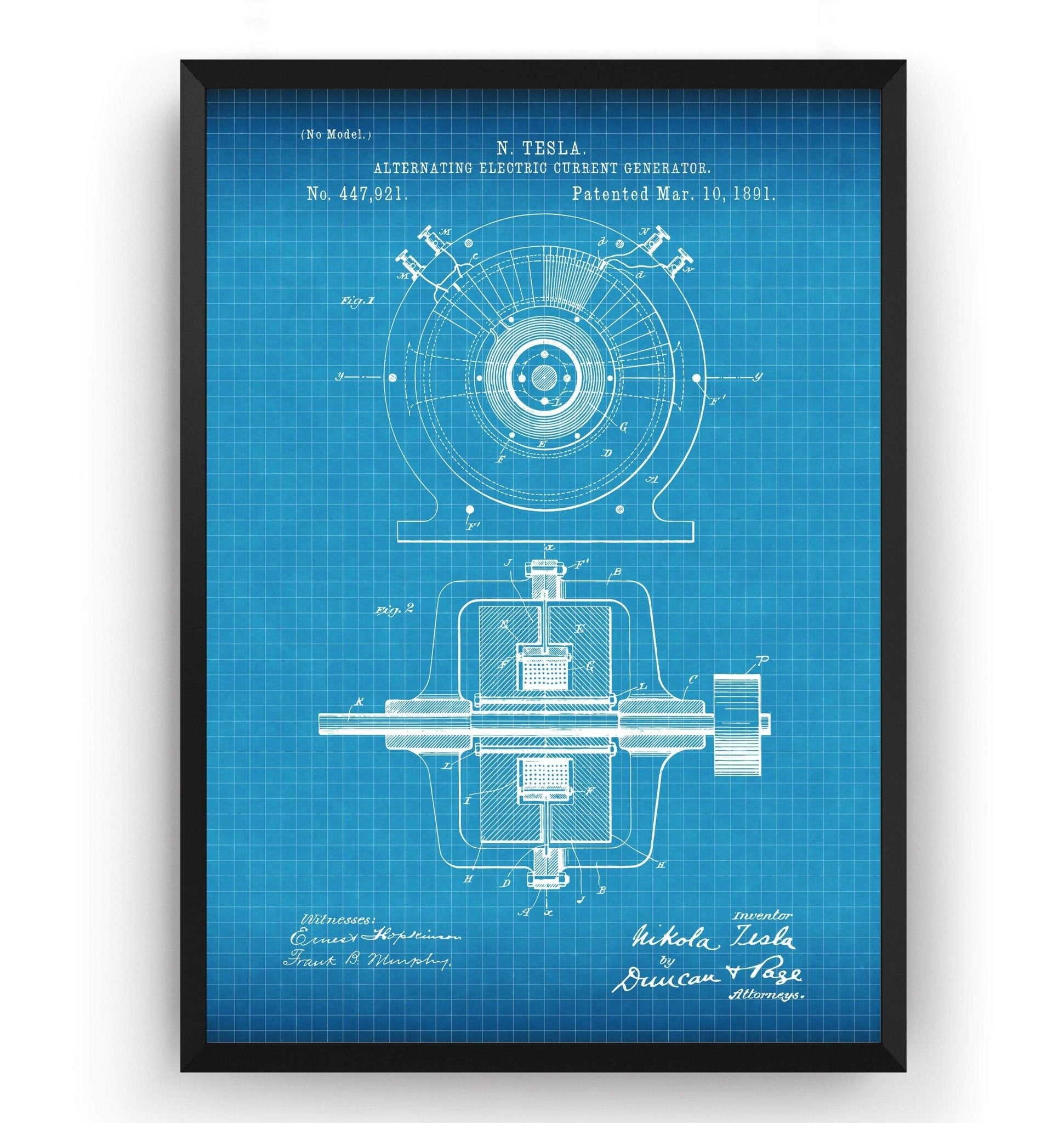 Alternating Electric Current Generator Patent Print - Magic Posters