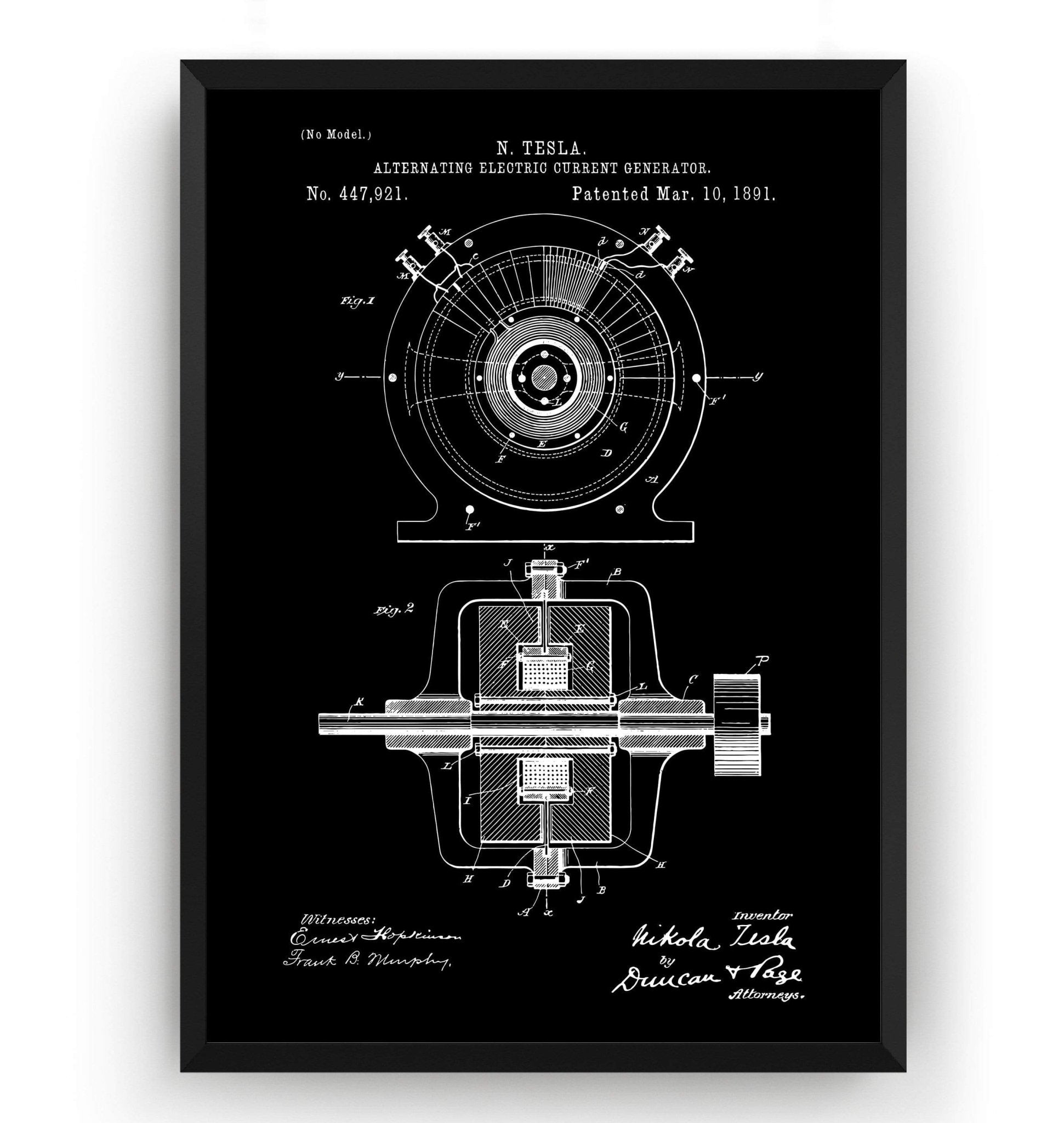 Alternating Electric Current Generator Patent Print - Magic Posters