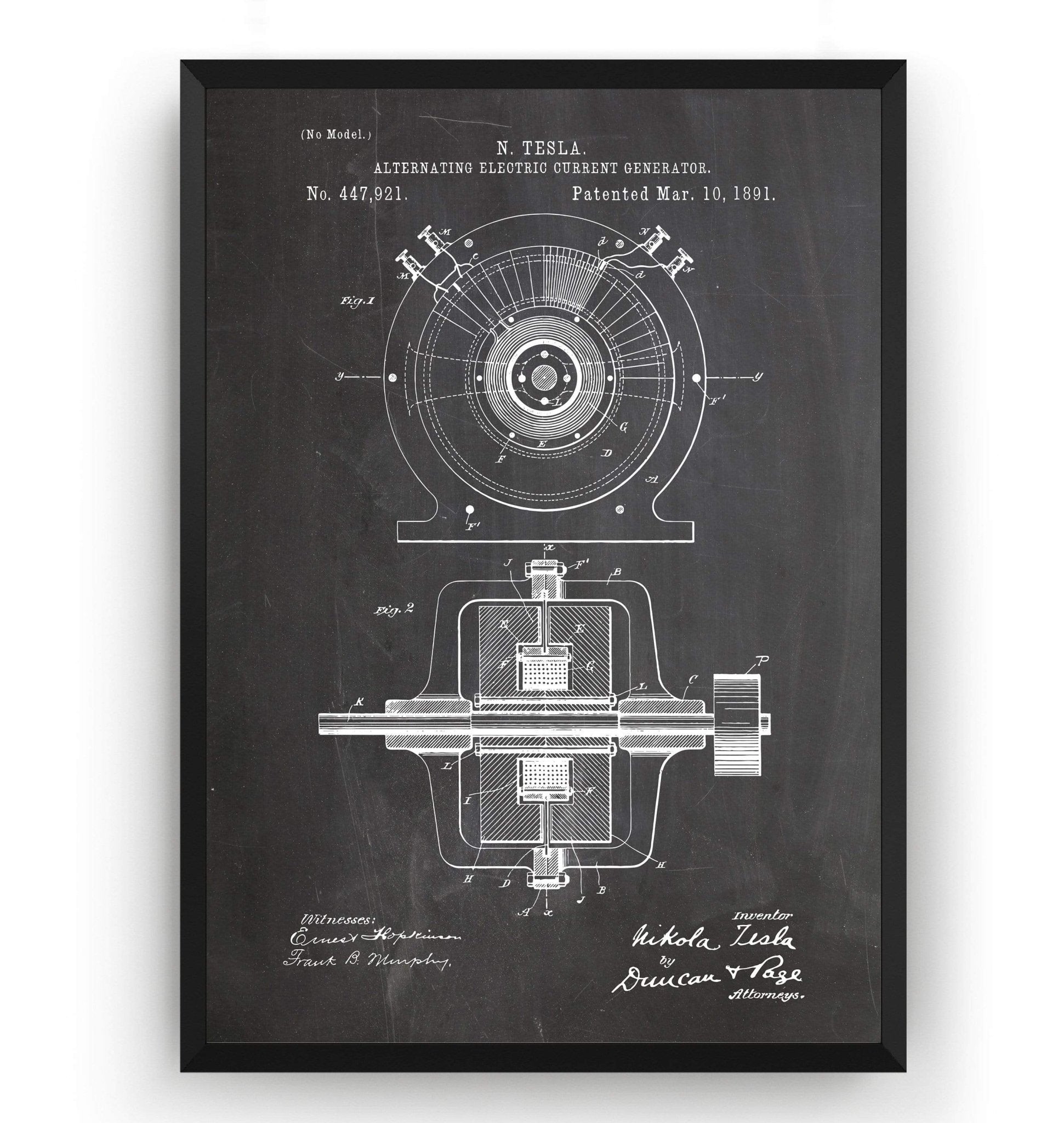 Alternating Electric Current Generator Patent Print - Magic Posters