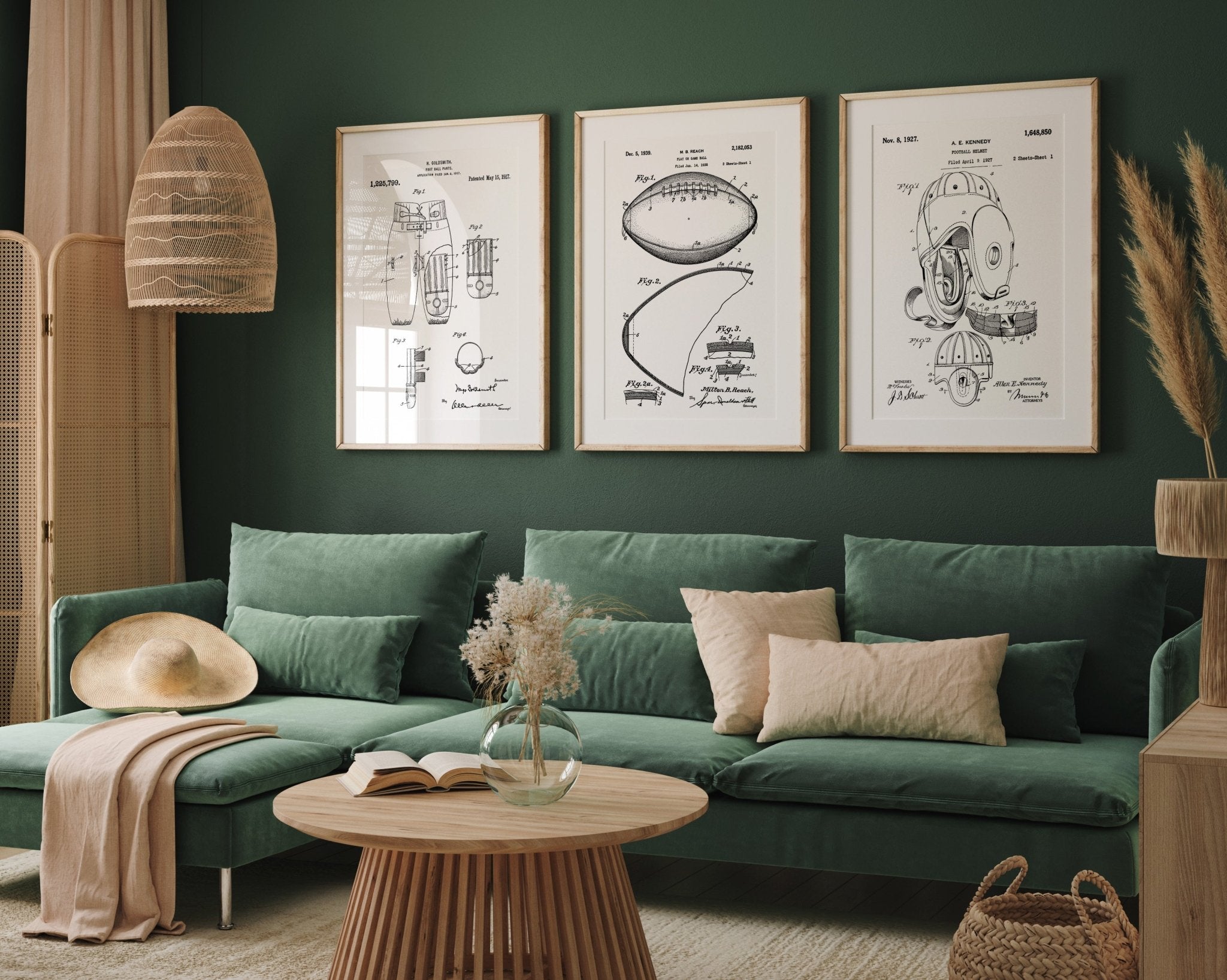 American Football Set Of 3 Patent Prints - Magic Posters